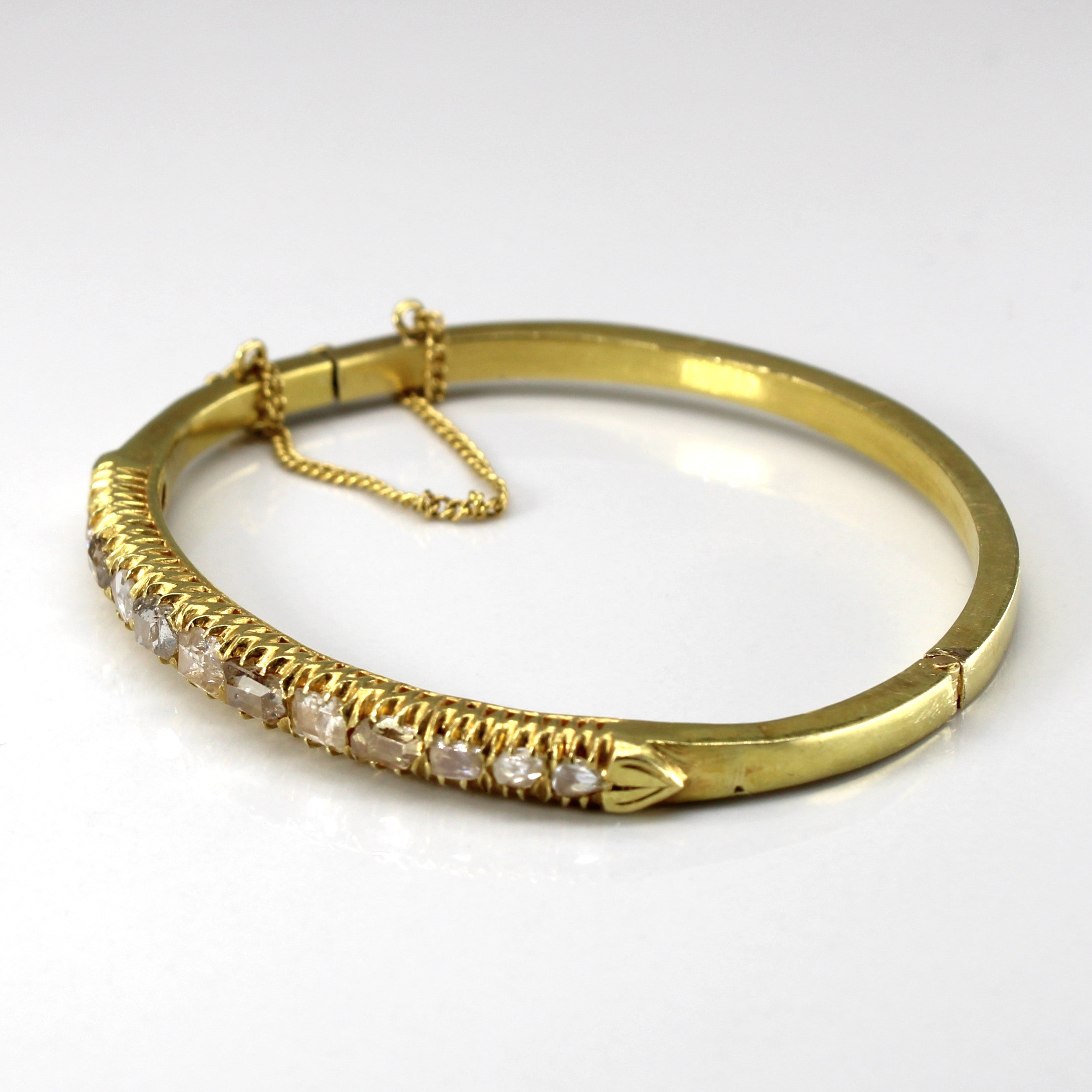 Yellow Gold Vintage Diamond Bangle | 1.65ctw | 6.5"|
