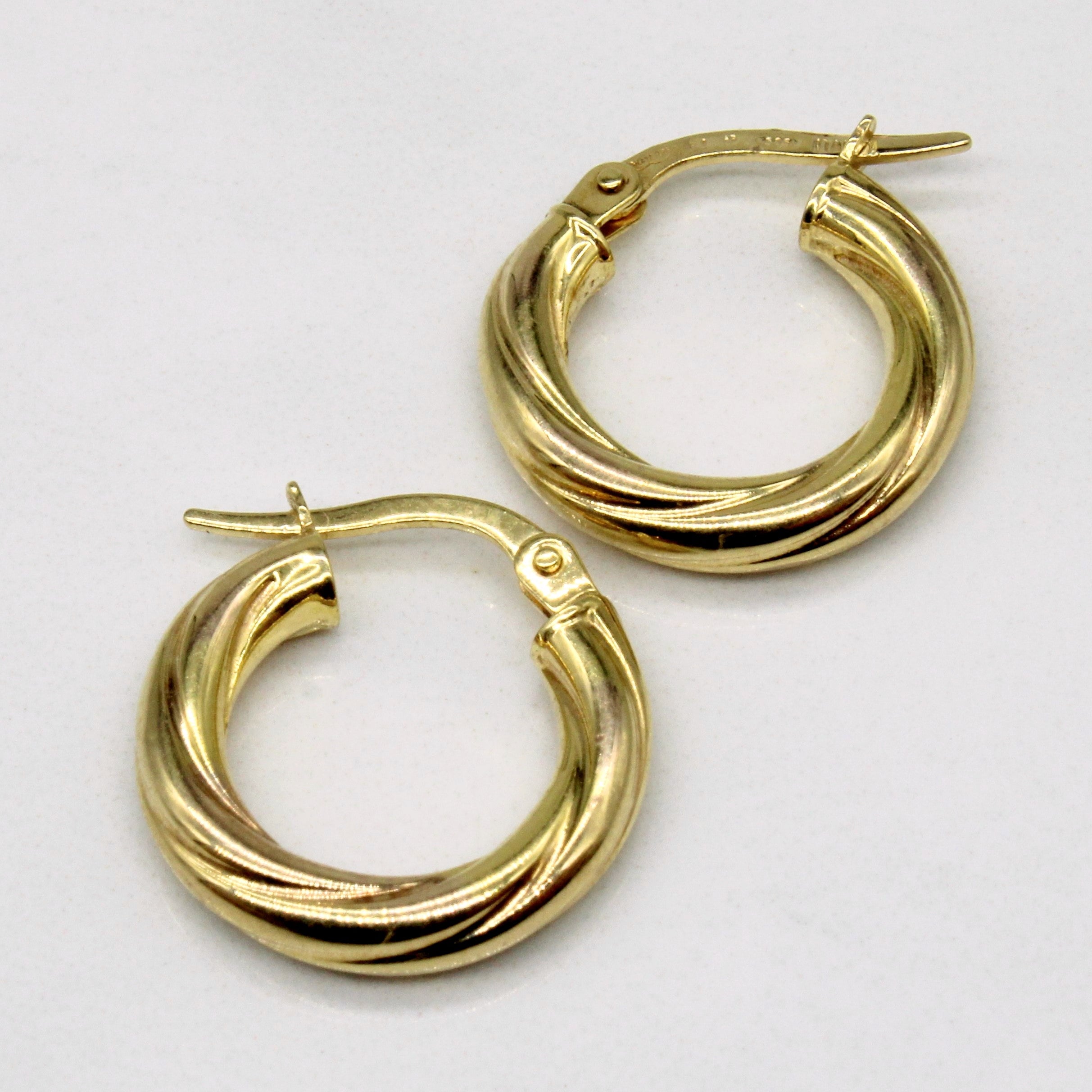 14k Yellow Gold Twist Hoop Earrings