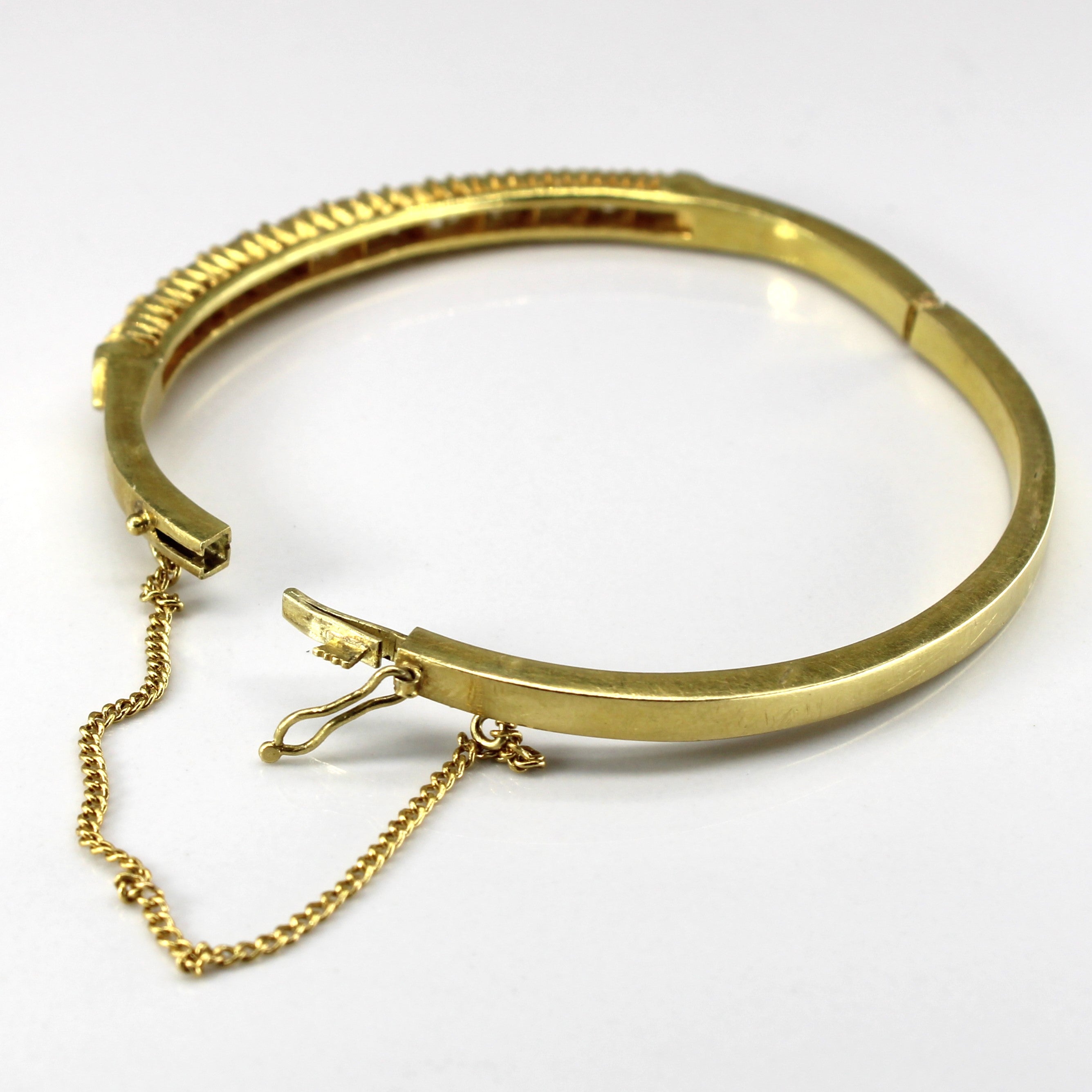 Yellow Gold Vintage Diamond Bangle | 1.65ctw | 6.5"|