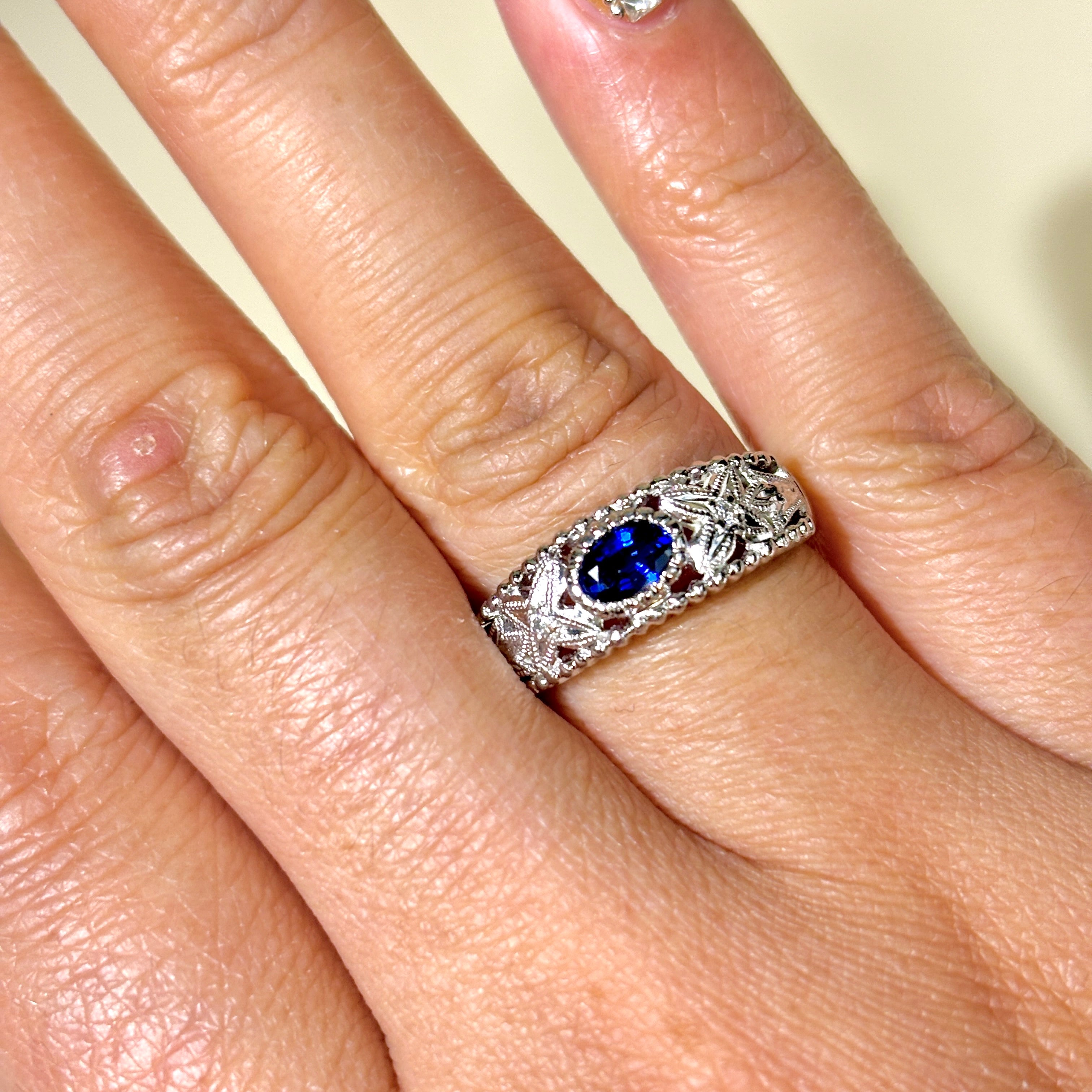 Platinum Sapphire & Diamond Ring | 0.52ct, 0.03ctw | SZ 6.5
