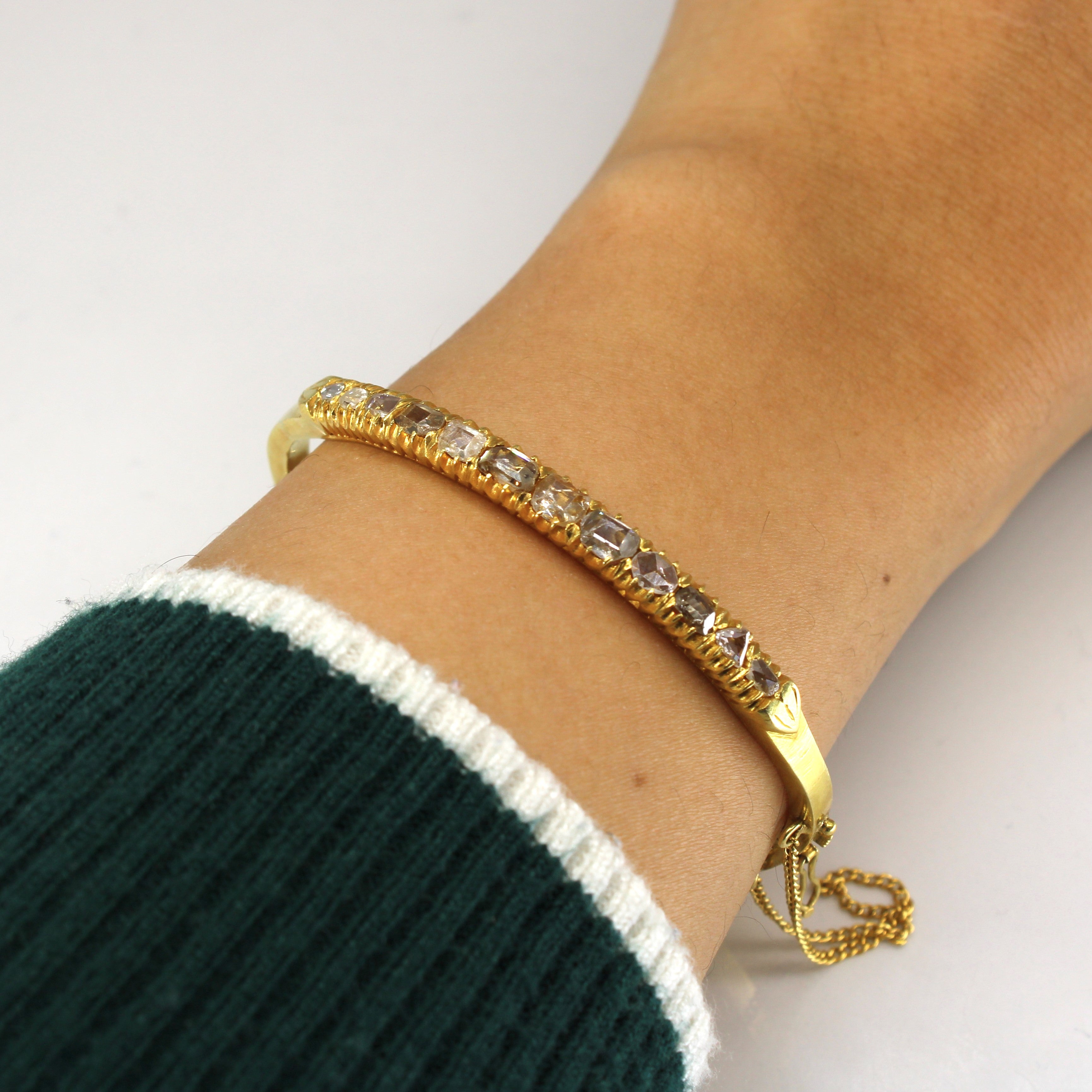 Yellow Gold Vintage Diamond Bangle | 1.65ctw | 6.5"|