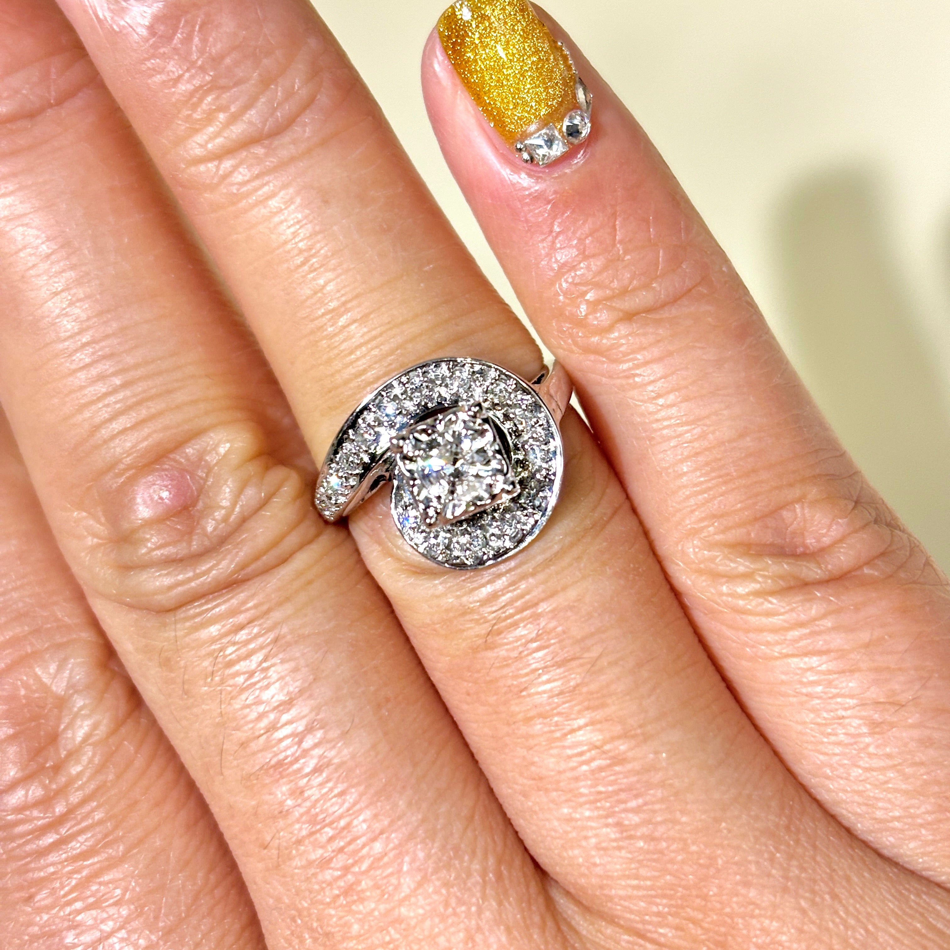 14k White Gold Swirl Design Diamond Ring | 0.42ctw | SZ 4
