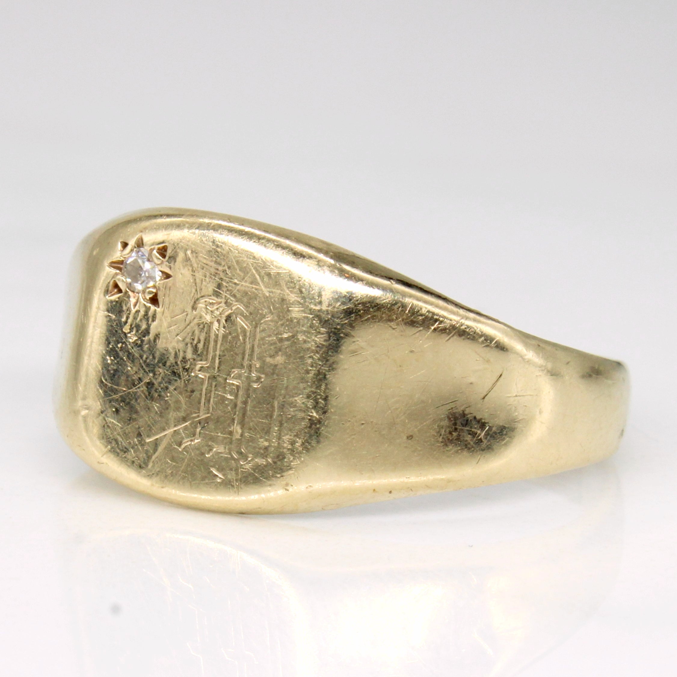 Diamond Initial Signet Ring | SZ 10.75 |