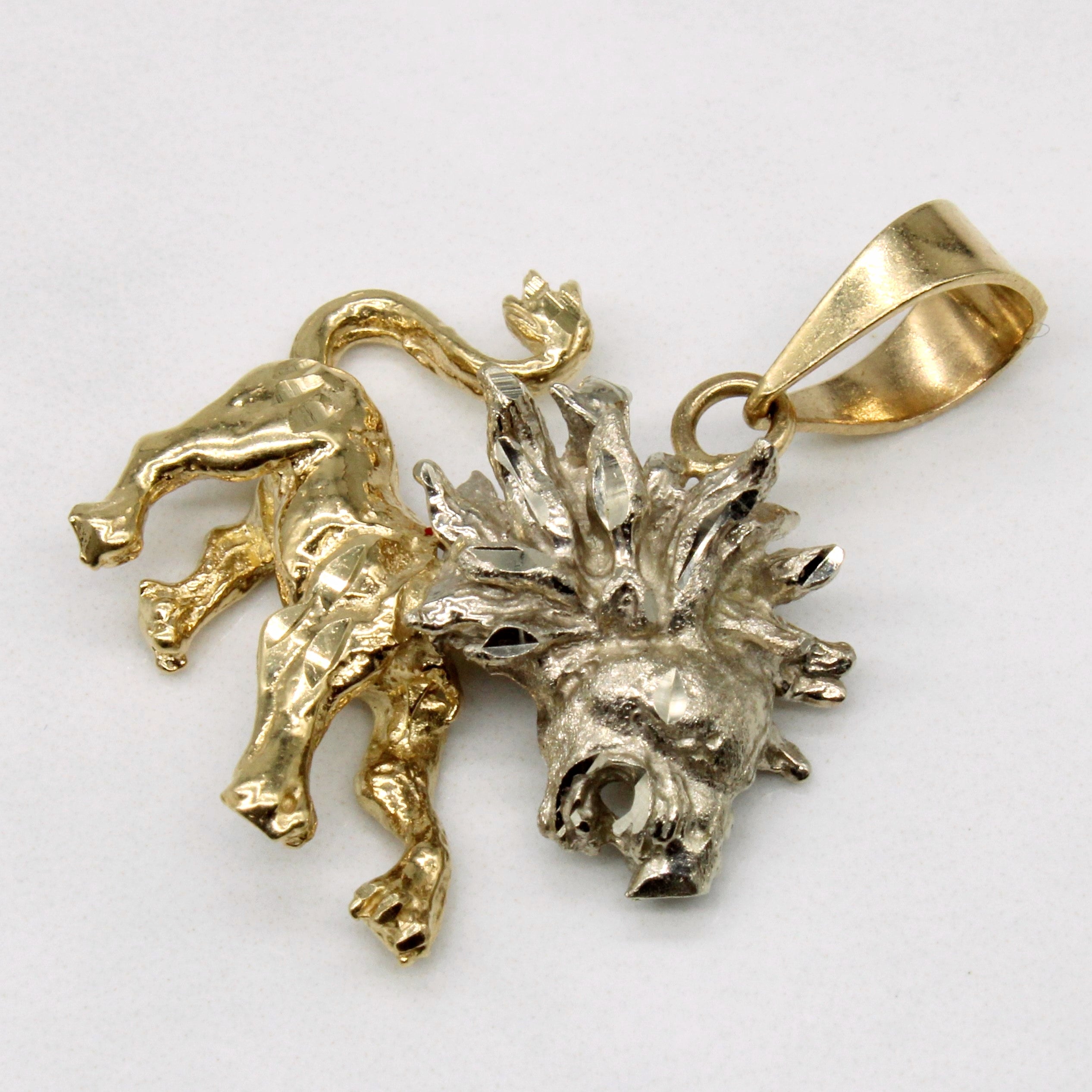 10k Two Tone Gold Lion Charm