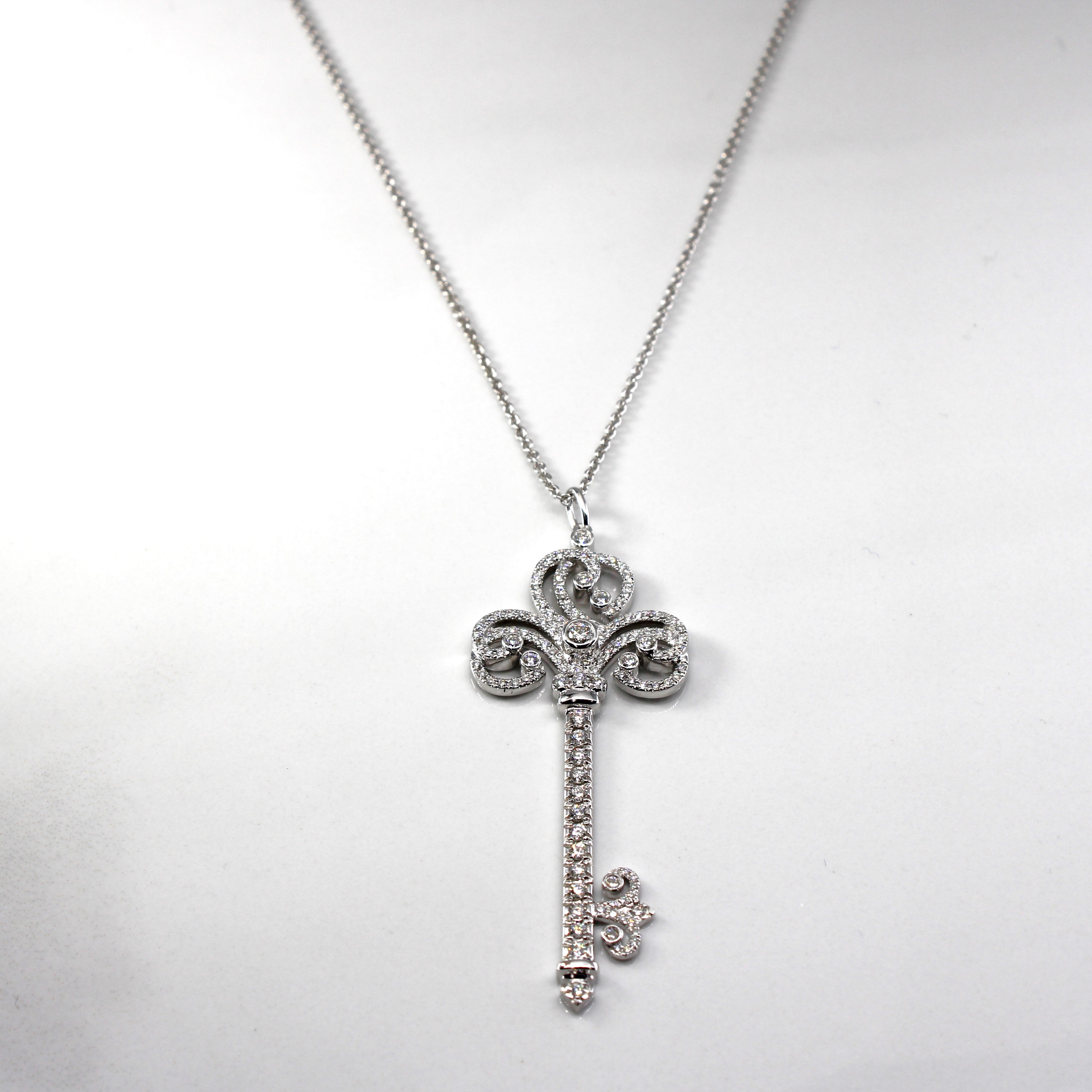 'Tiffany & Co' Diamond Key Pendant Necklace | 1.06ctw | 23"|