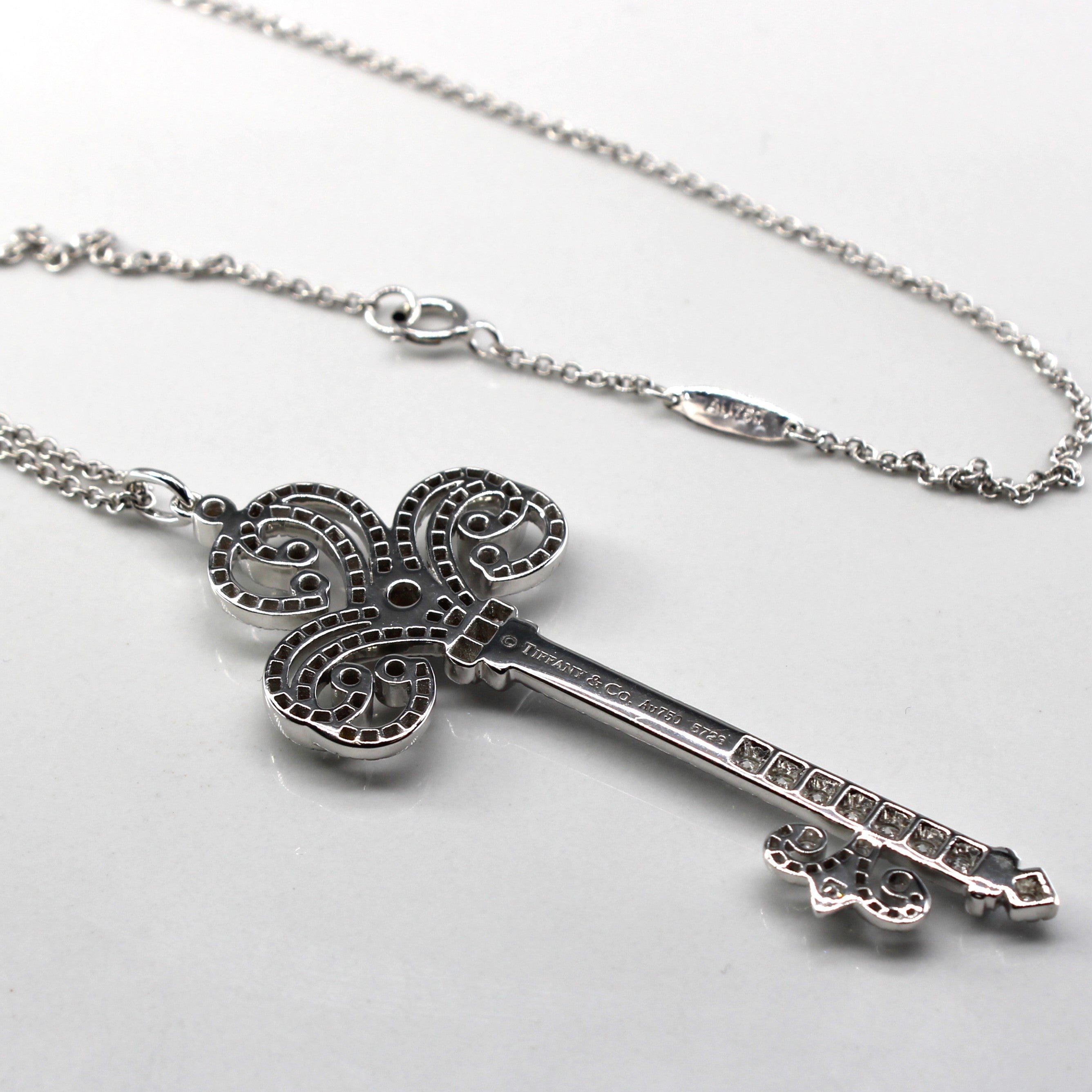 'Tiffany & Co' Diamond Key Pendant Necklace | 1.06ctw | 23"|