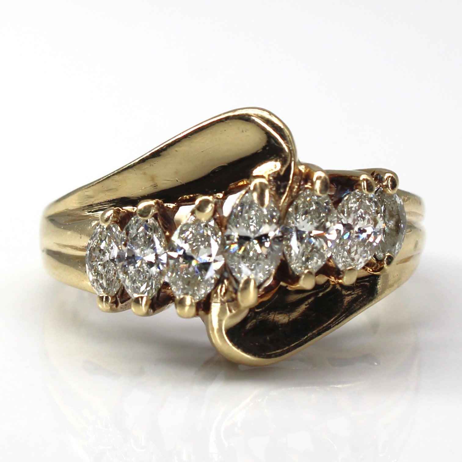 Marquise Diamond Bypass Gold Ring | 1.32ctw | SZ 6 |