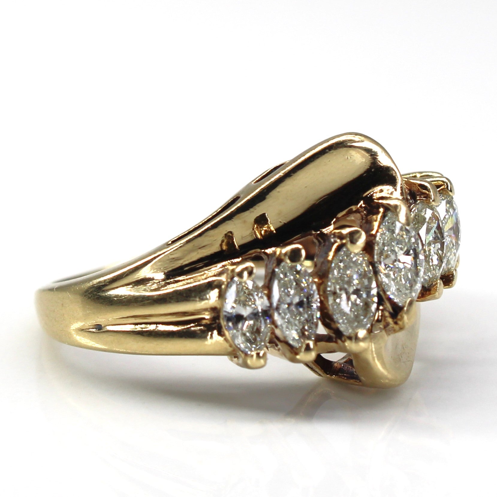 Marquise Diamond Bypass Gold Ring | 1.32ctw | SZ 6 |