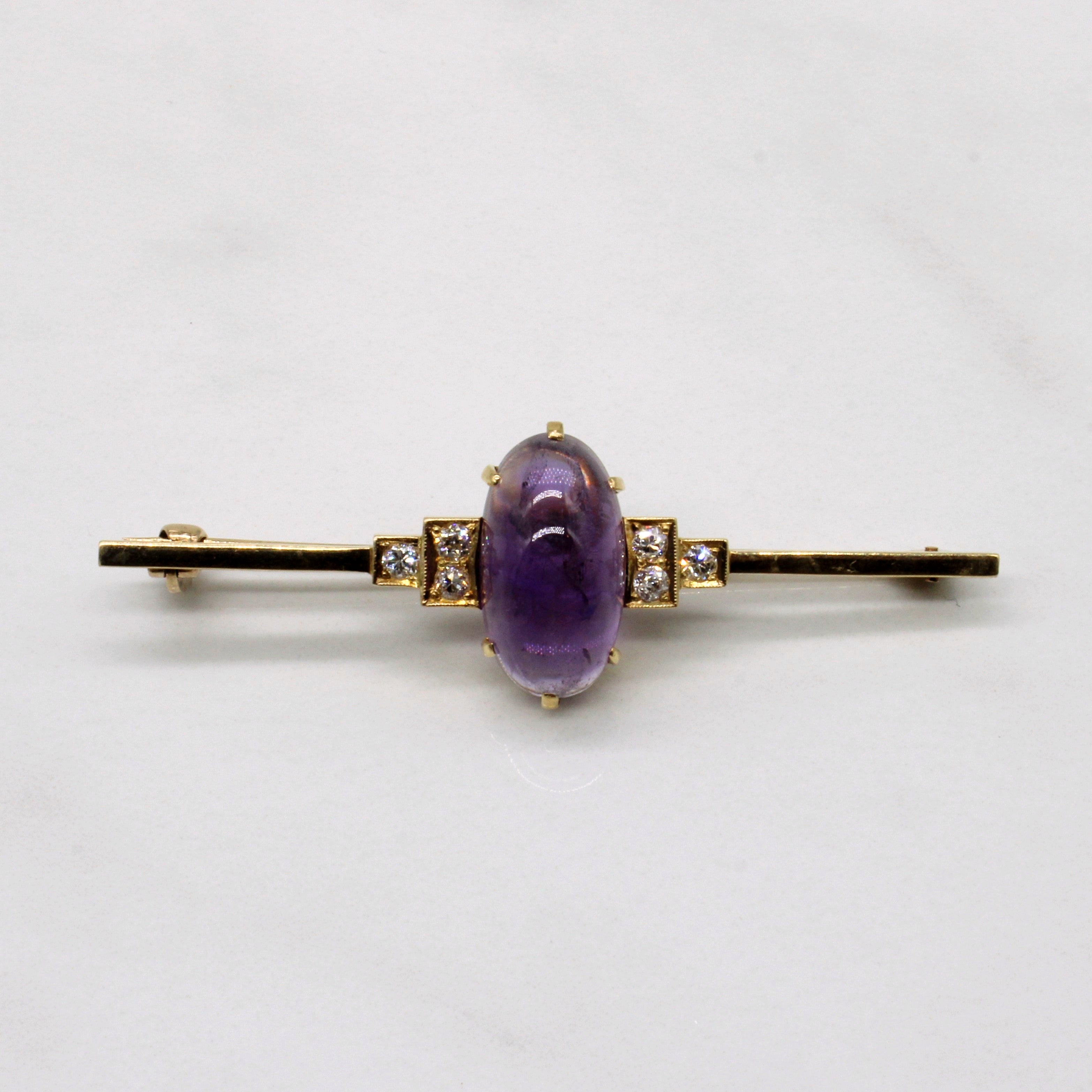 Art Deco Amethyst & Diamond Brooch | 7.00ct, 0.30ctw |