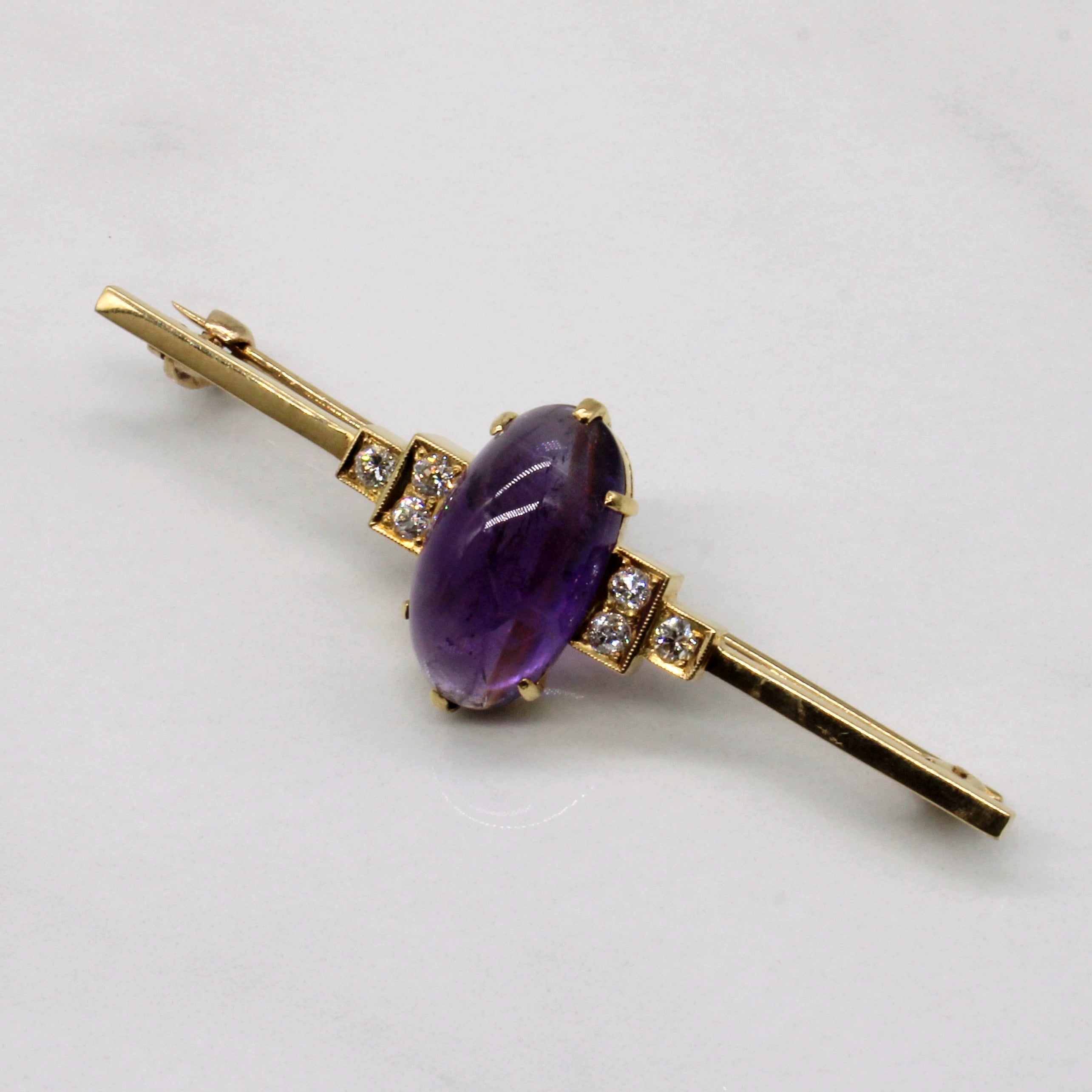 Art Deco Amethyst & Diamond Brooch | 7.00ct, 0.30ctw |