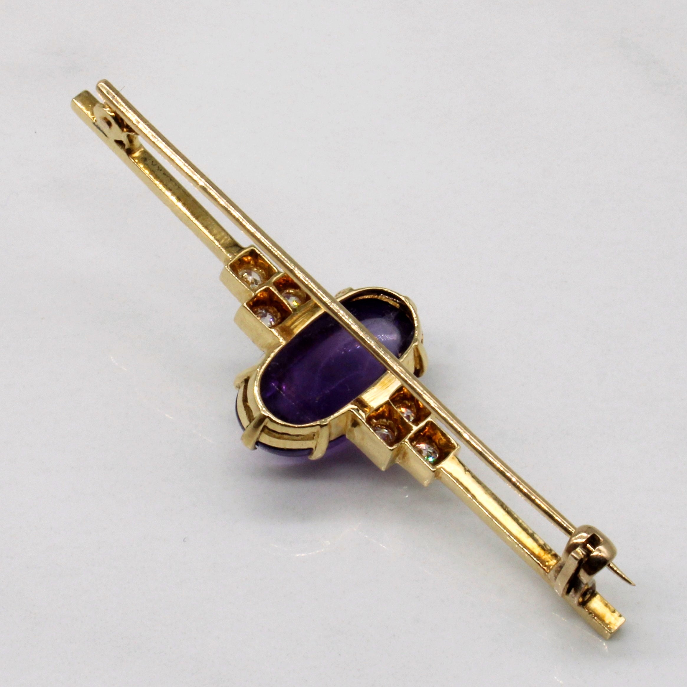 Art Deco Amethyst & Diamond Brooch | 7.00ct, 0.30ctw |