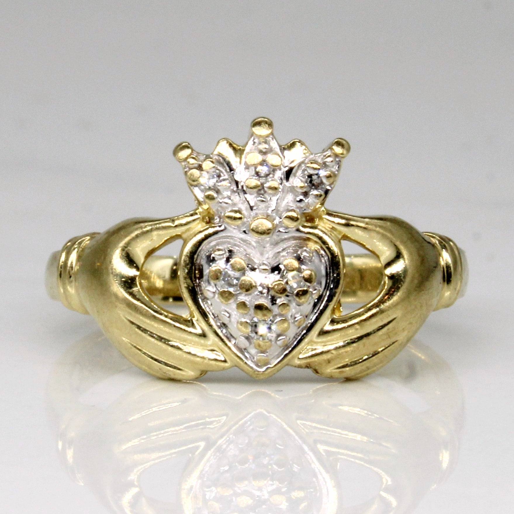 Bague de Claddagh en diamant | 0,03 ct | Taille 6,5 |