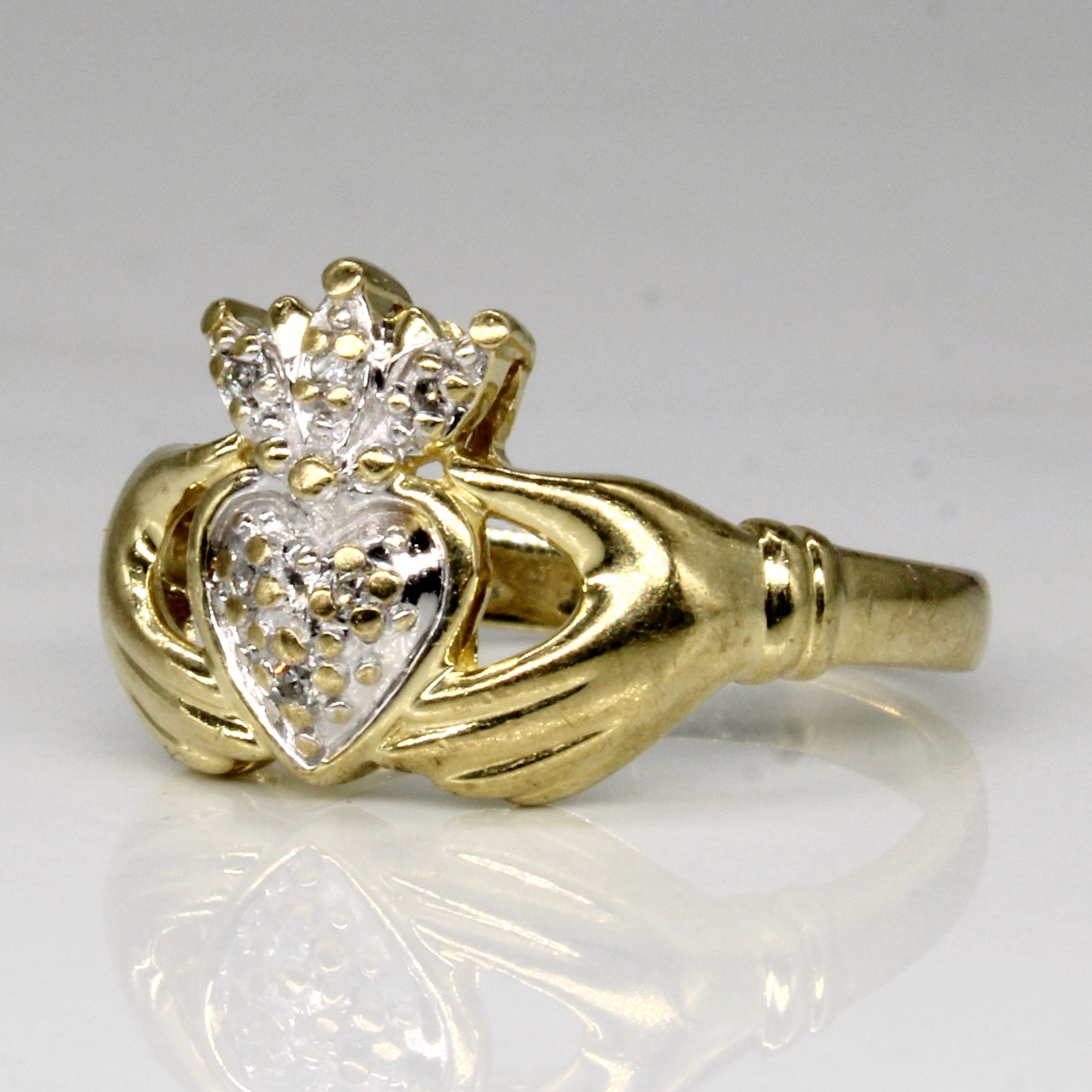 Bague de Claddagh en diamant | 0,03 ct | Taille 6,5 |
