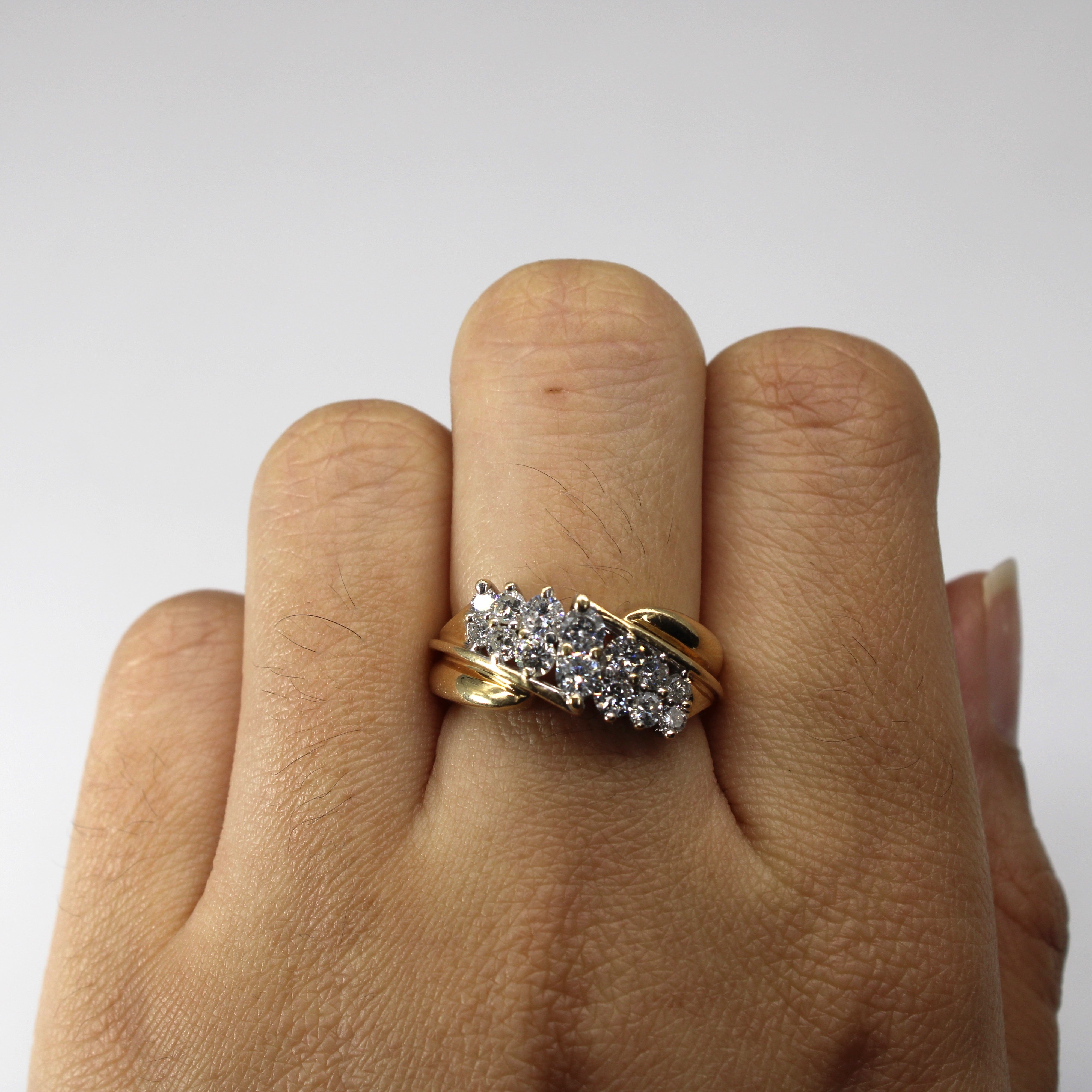 Cluster Diamond Bypass Ring | 0.56ctw | SZ 6.25 |