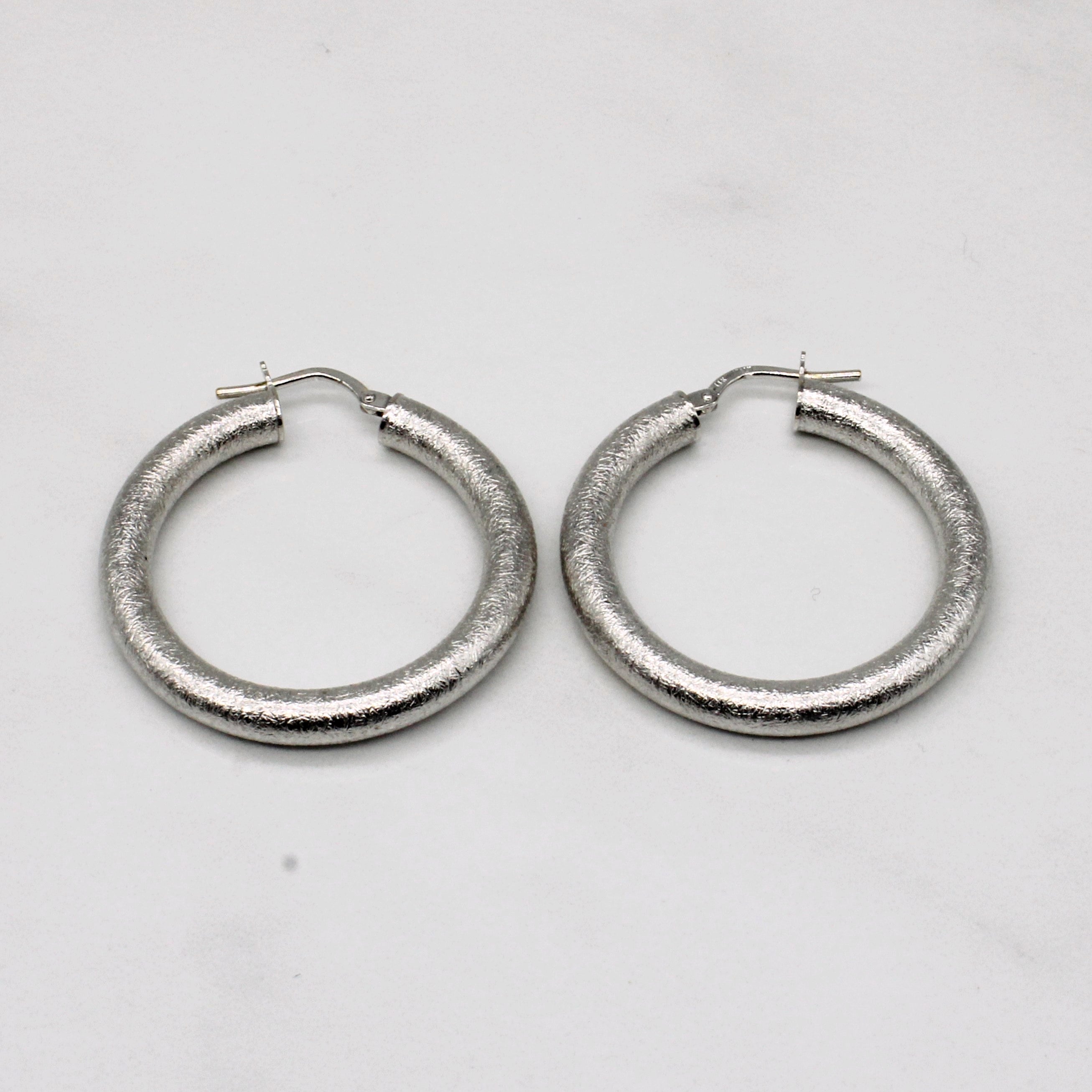 14k White Gold Hoop Earrings