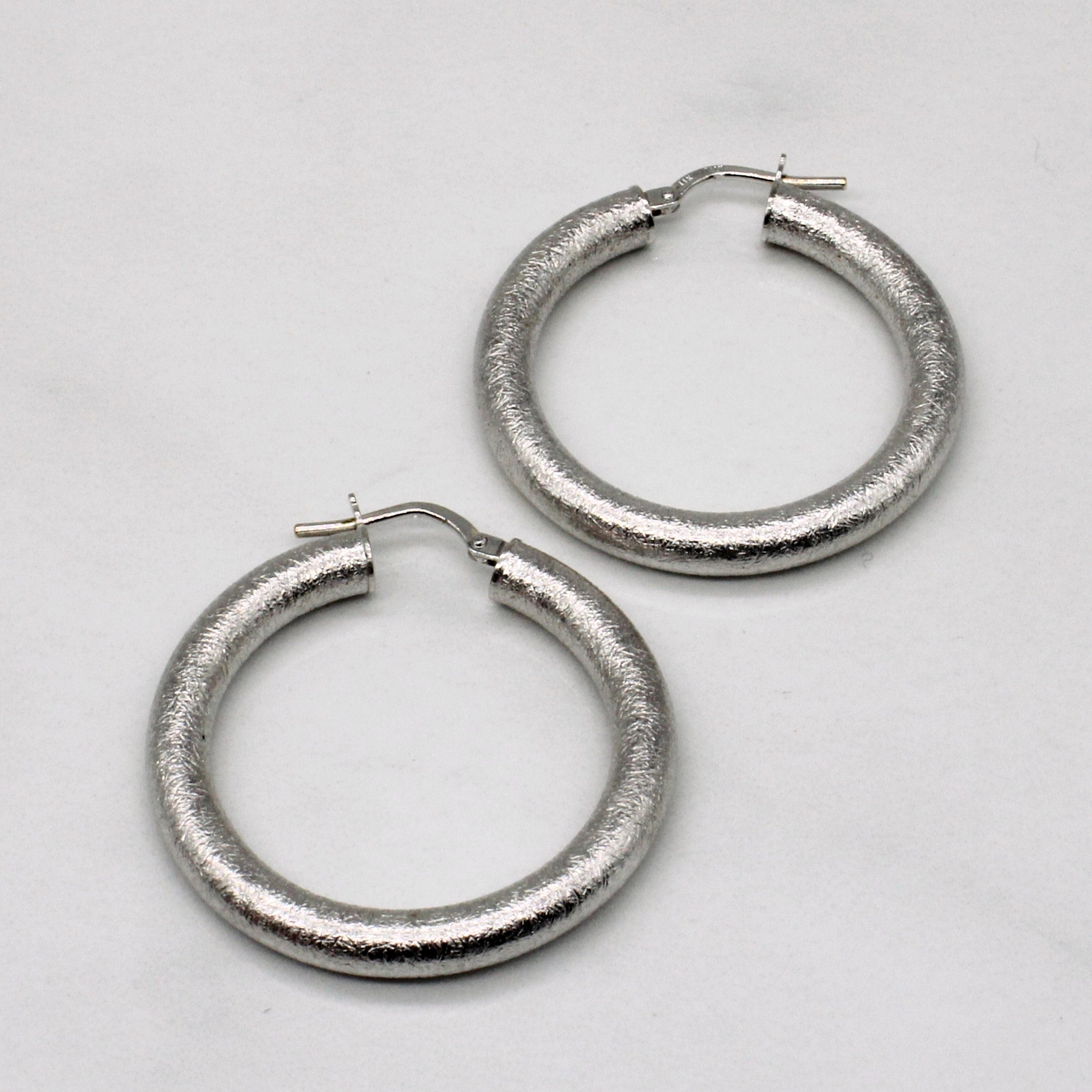 14k White Gold Hoop Earrings