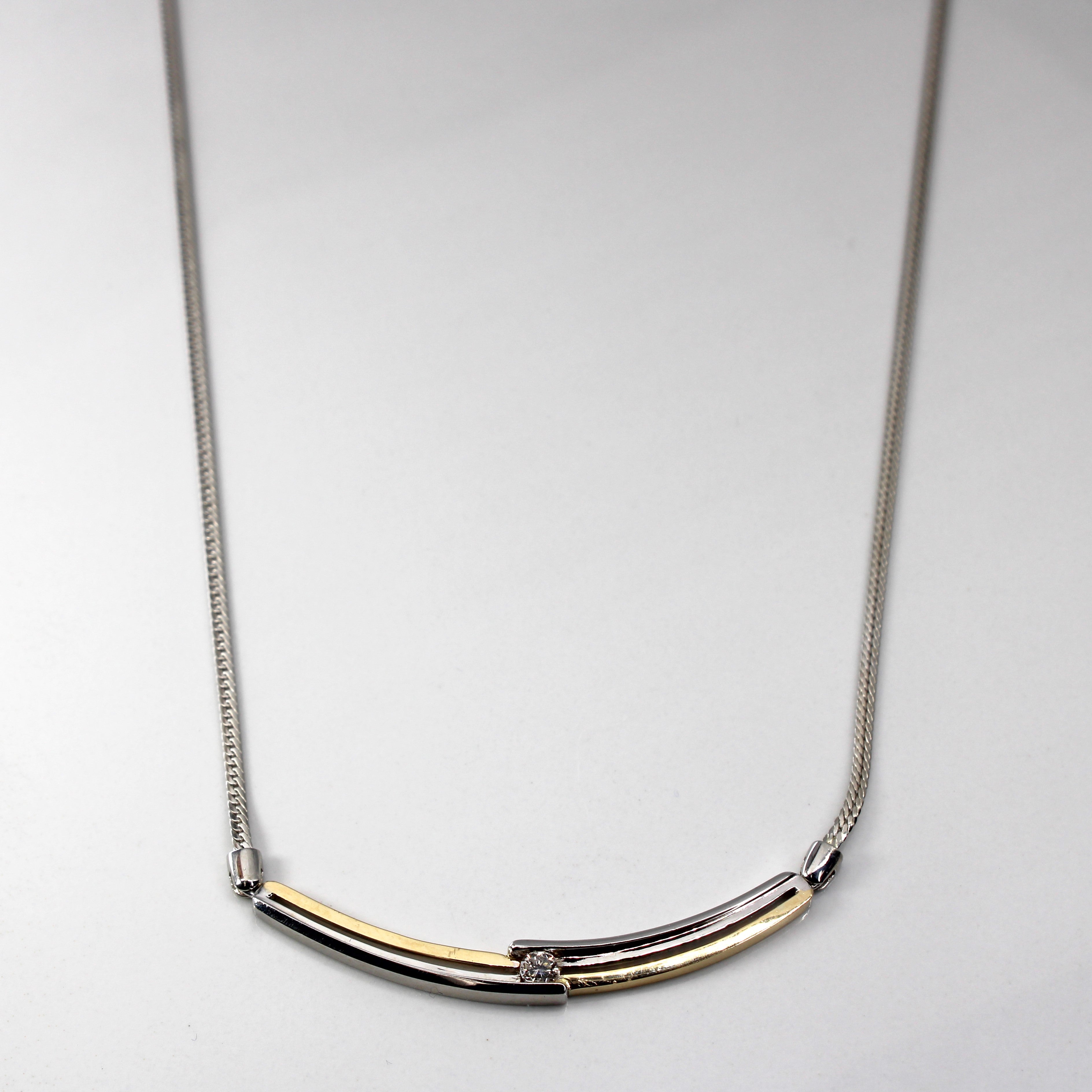 Two Tone Gold Diamond Necklace | 0.17ct | 18"|