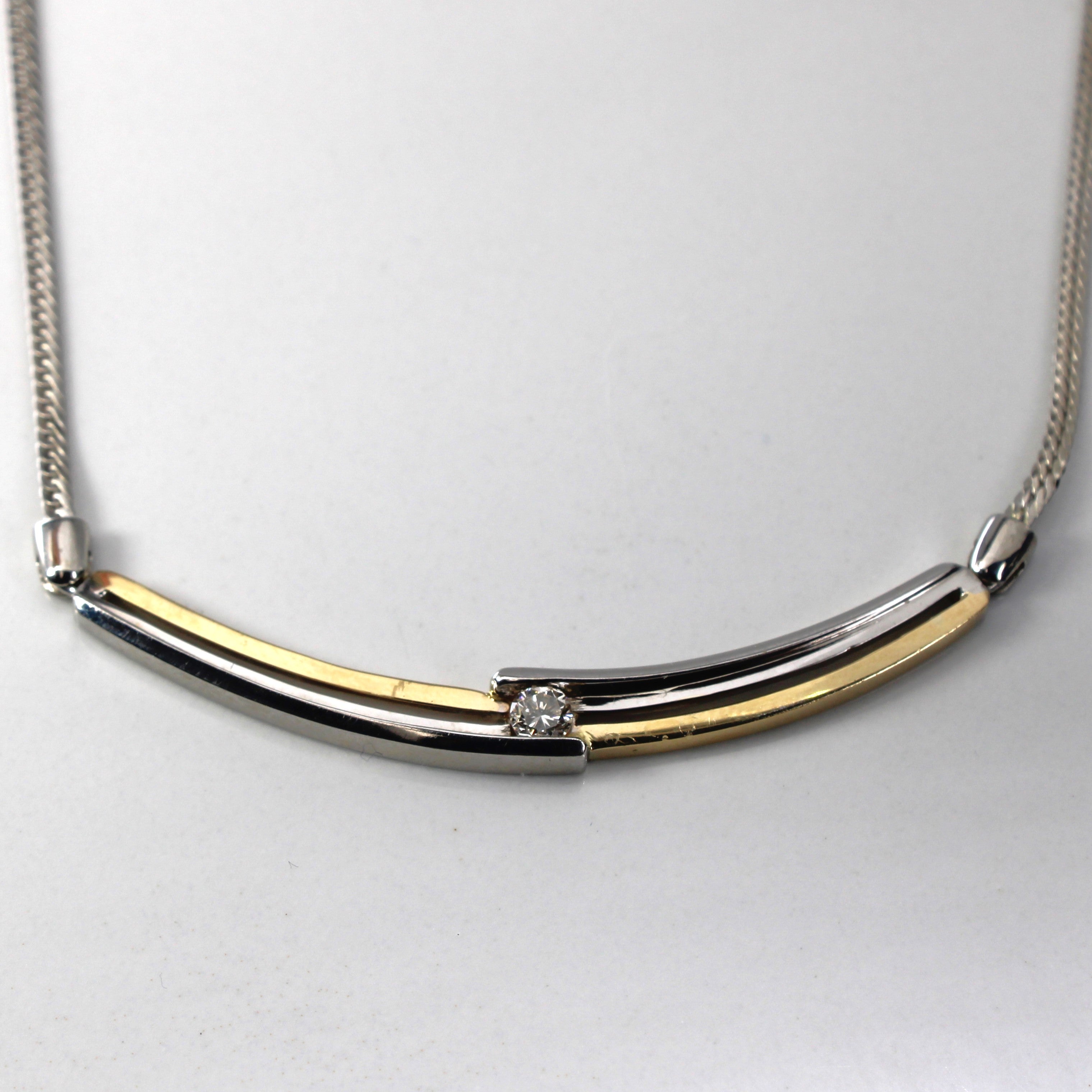 Two Tone Gold Diamond Necklace | 0.17ct | 18"|