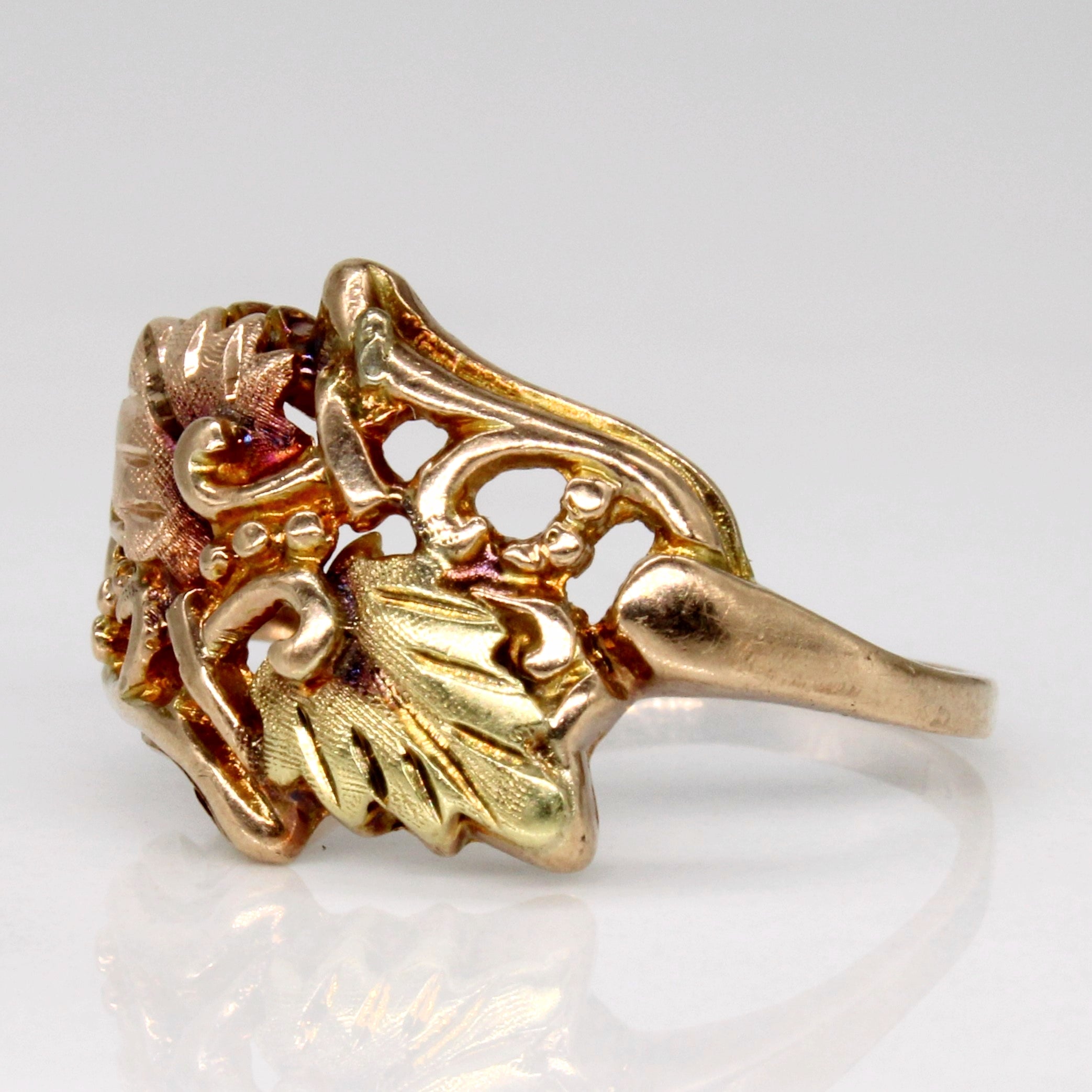 Bague feuille d'or bicolore 10 carats | Taille 7 |