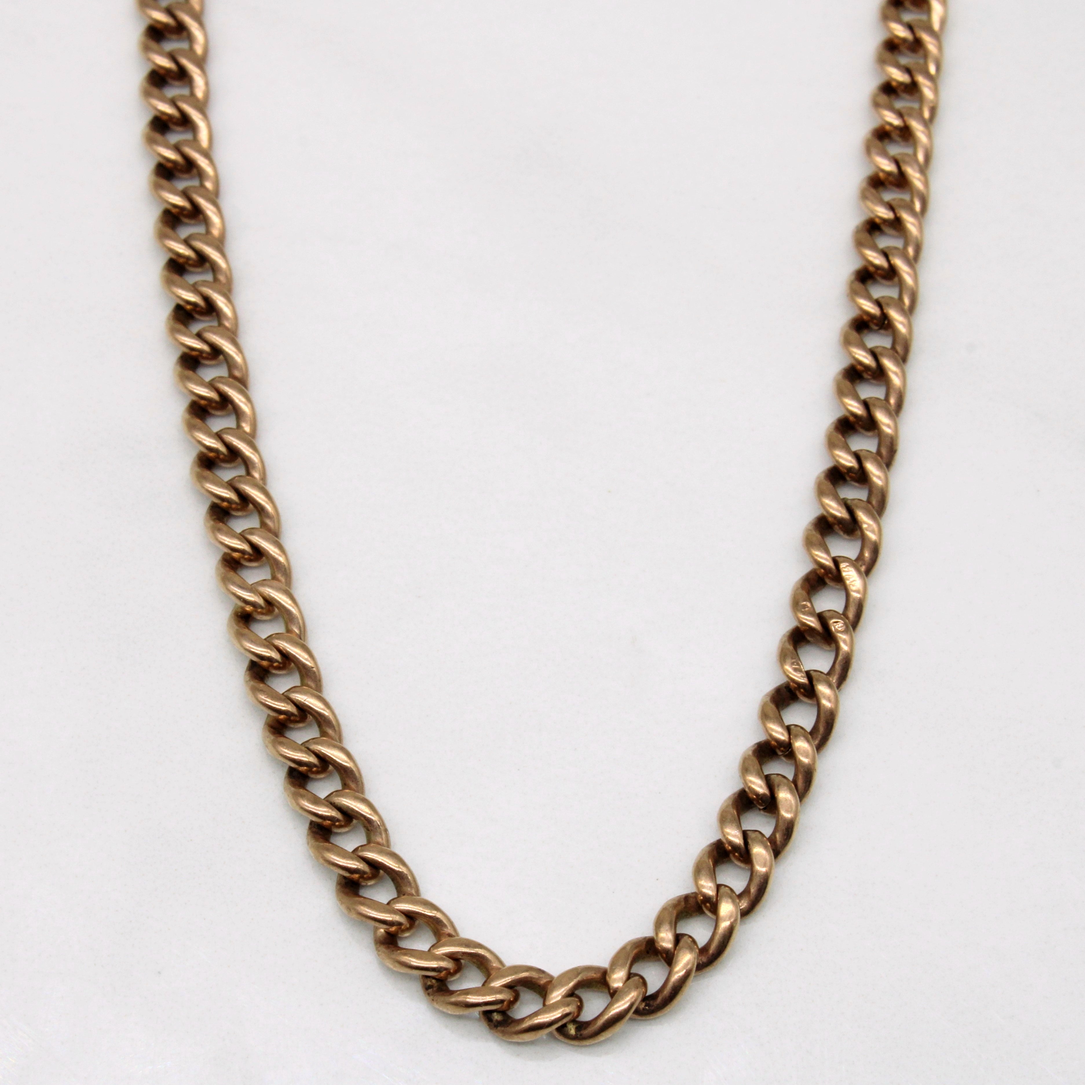 9k Rose Gold Watch Chain with Dog Clip Clasp | 13.5" |