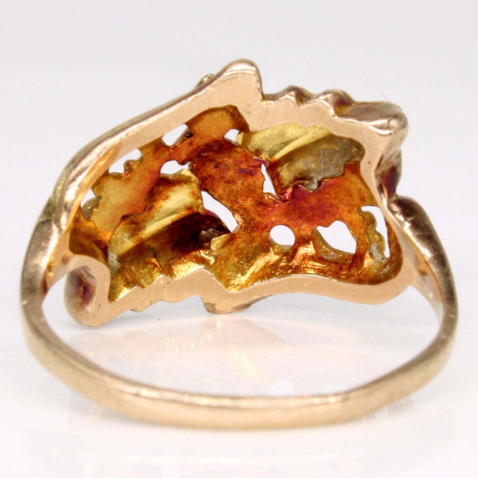 Bague feuille d'or bicolore 10 carats | Taille 7 |