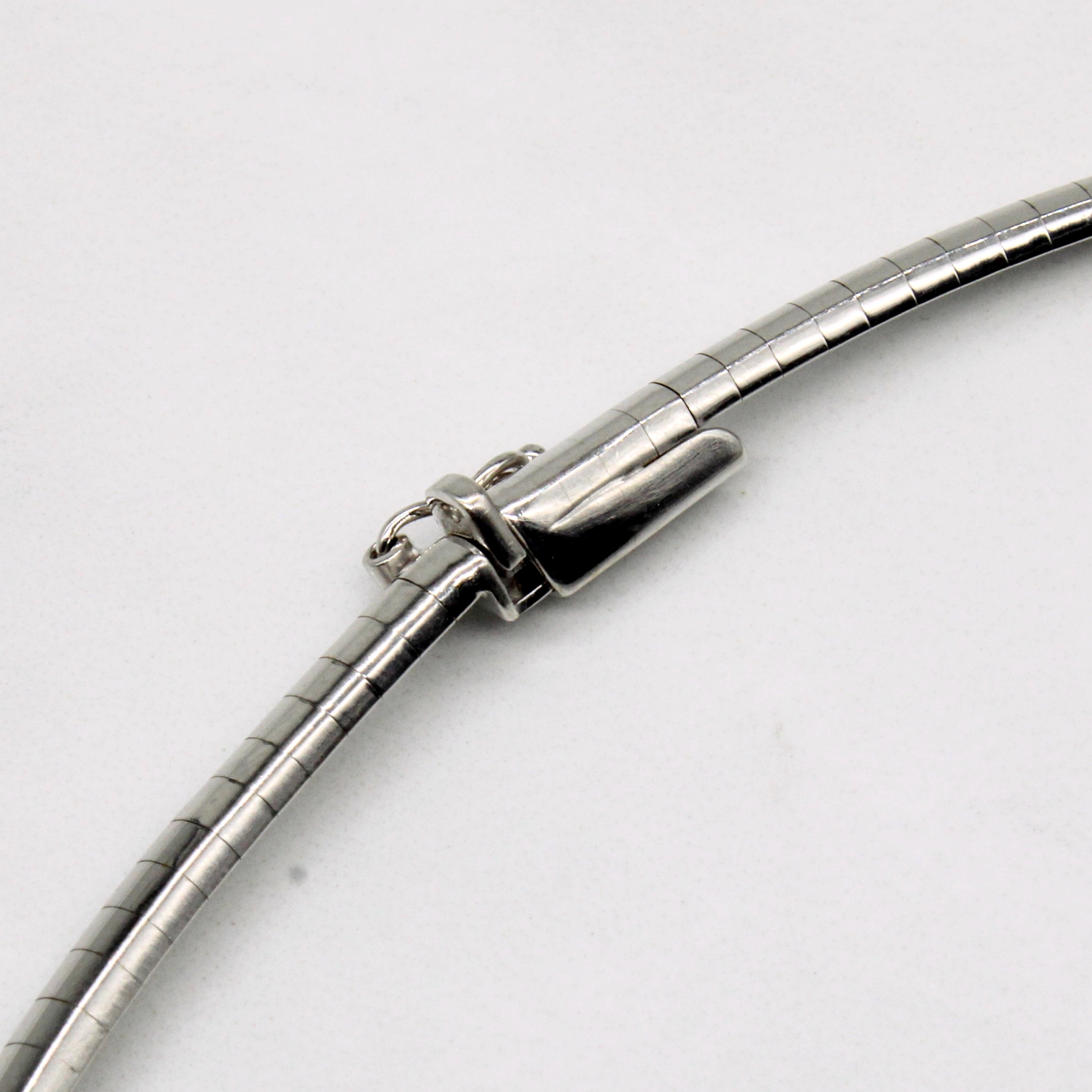 18k White Gold Flat Link Necklace | 16" |