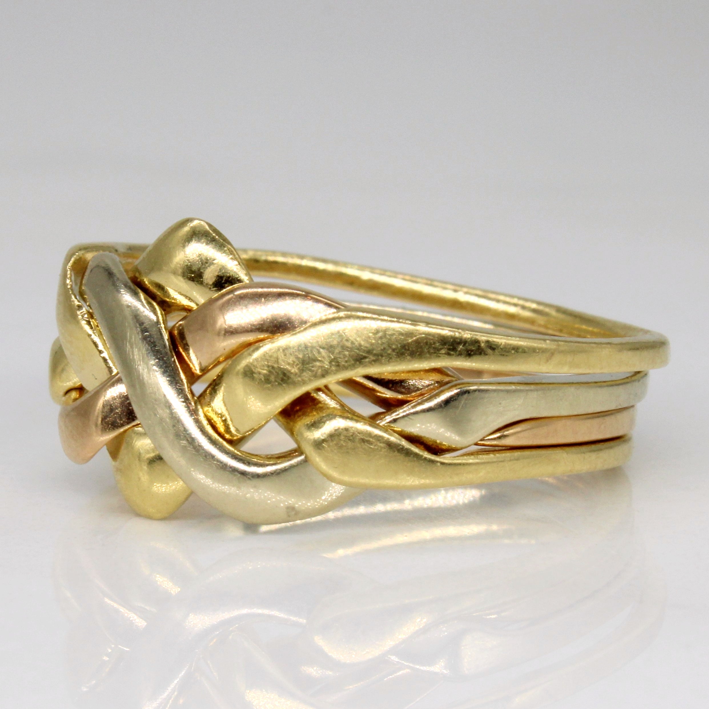 18k Tri Tone Gold Puzzle Ring | SZ 10 |