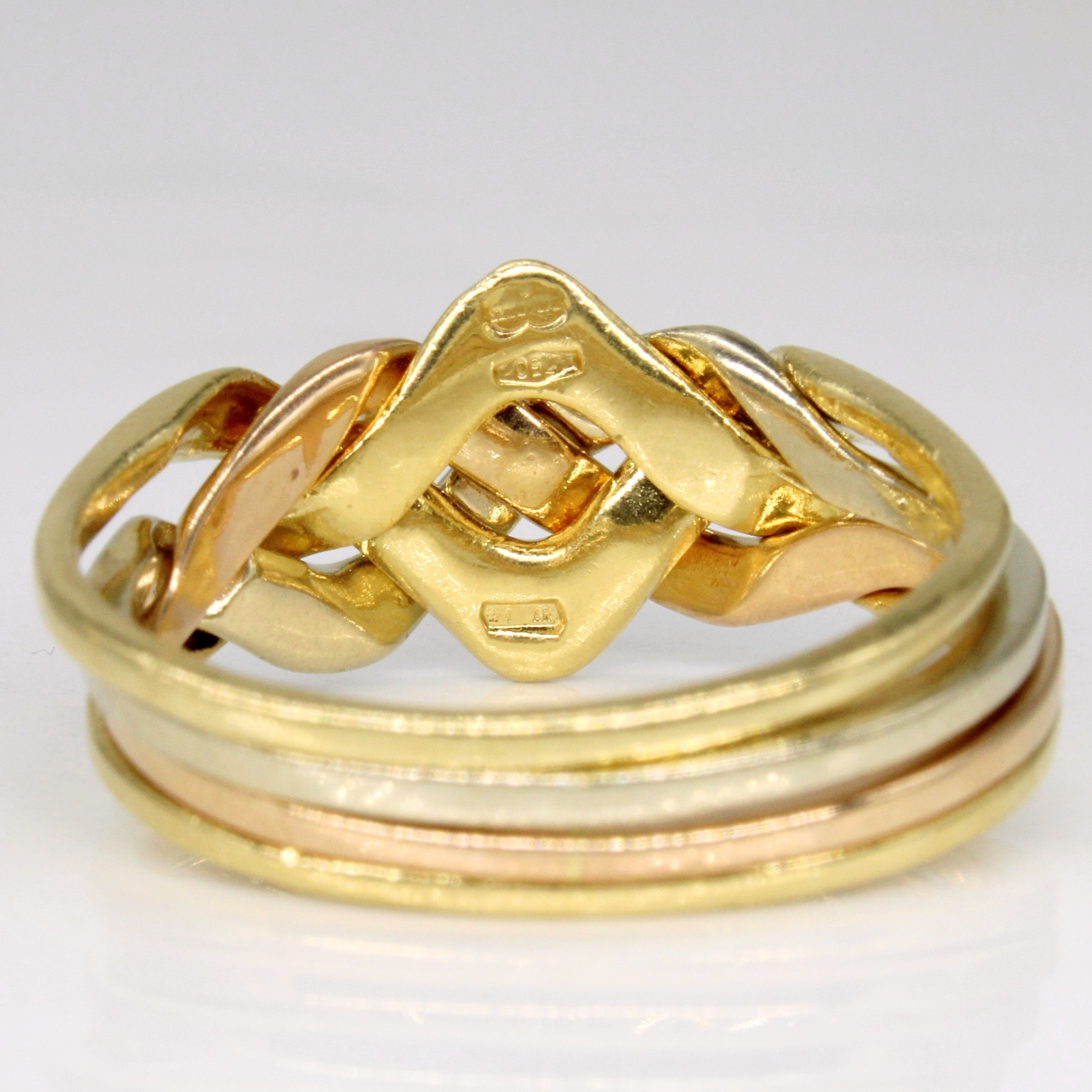 18k Tri Tone Gold Puzzle Ring | SZ 10 |