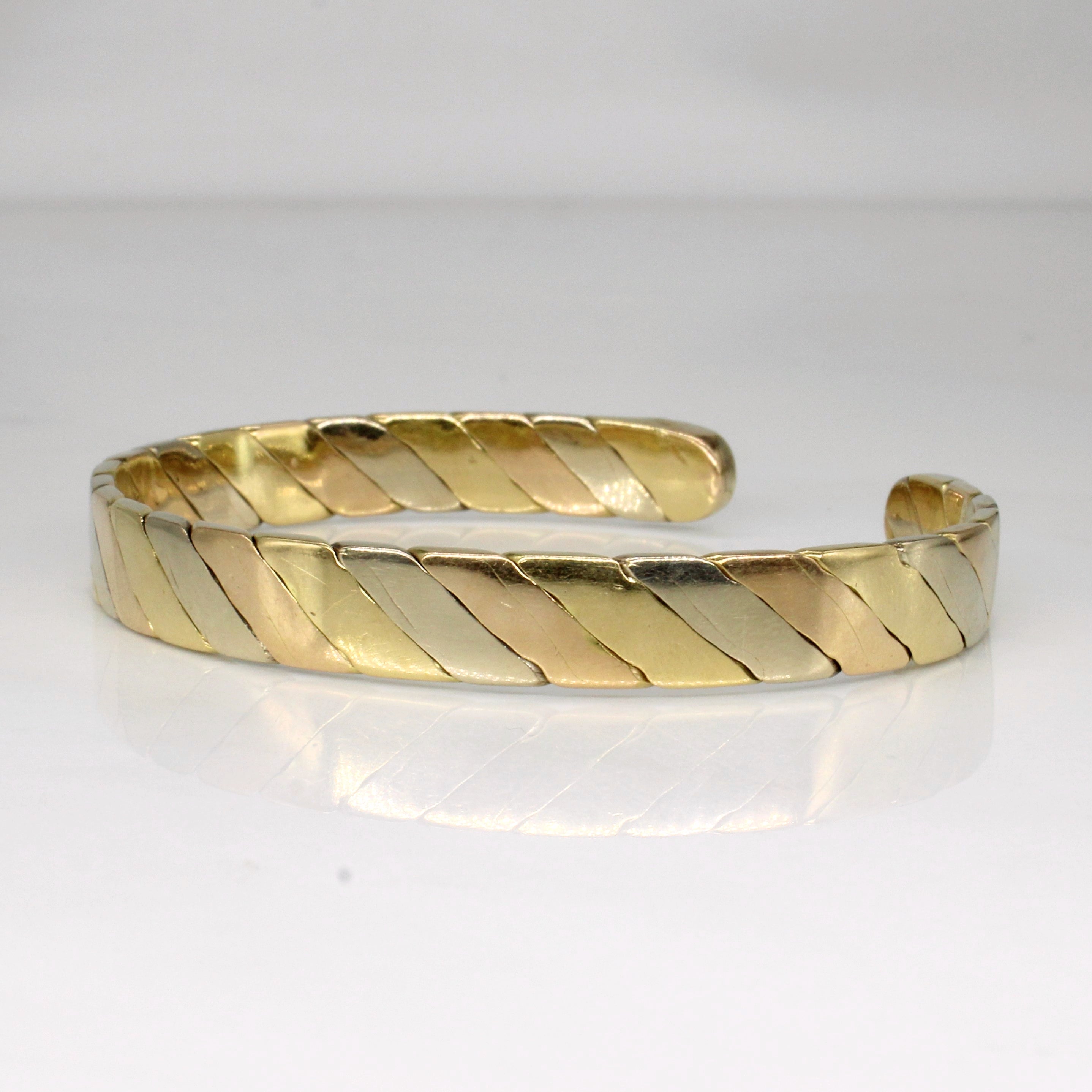 18k Tri Tone Gold Cuff Bracelet | 6.5" |