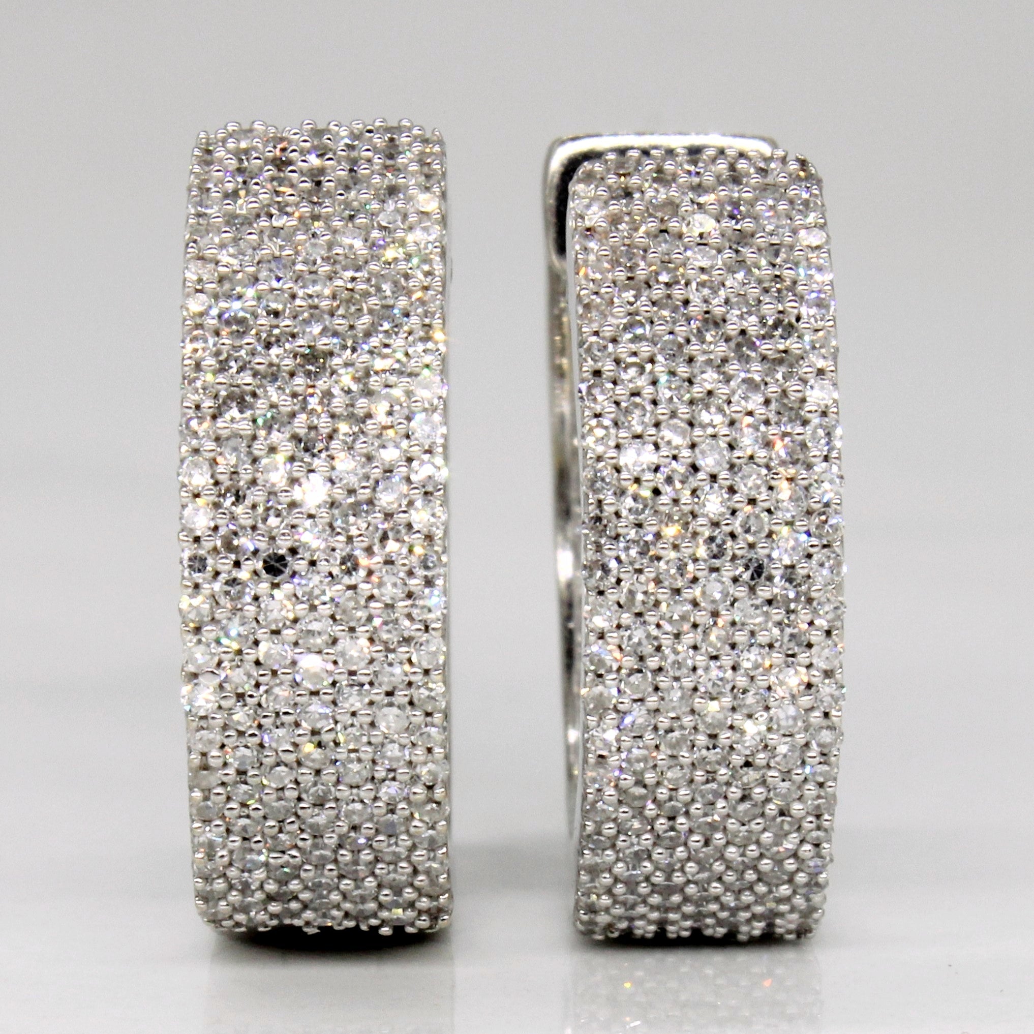 Pave Set Diamond Hoop Earrings | 0.65ctw |