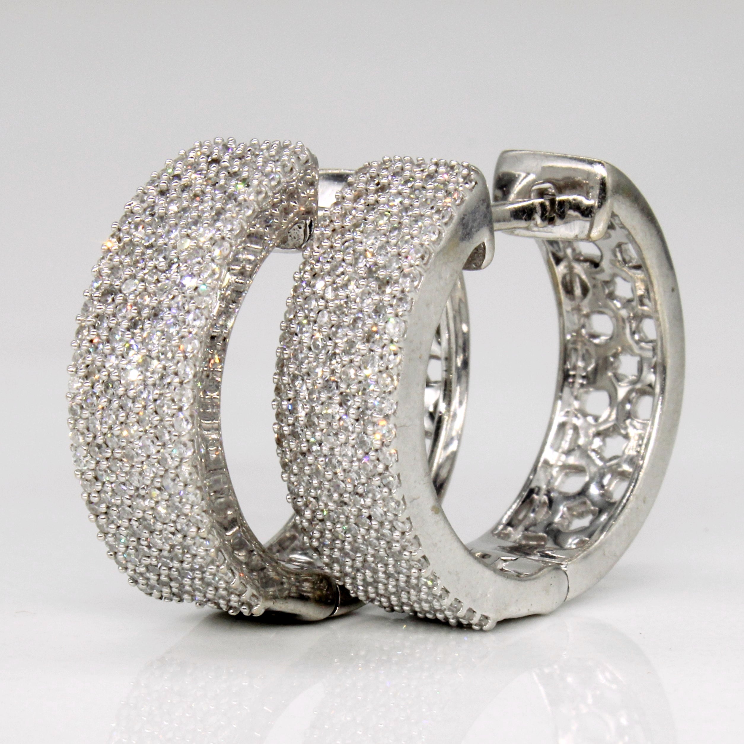 Pave Set Diamond Hoop Earrings | 0.65ctw |