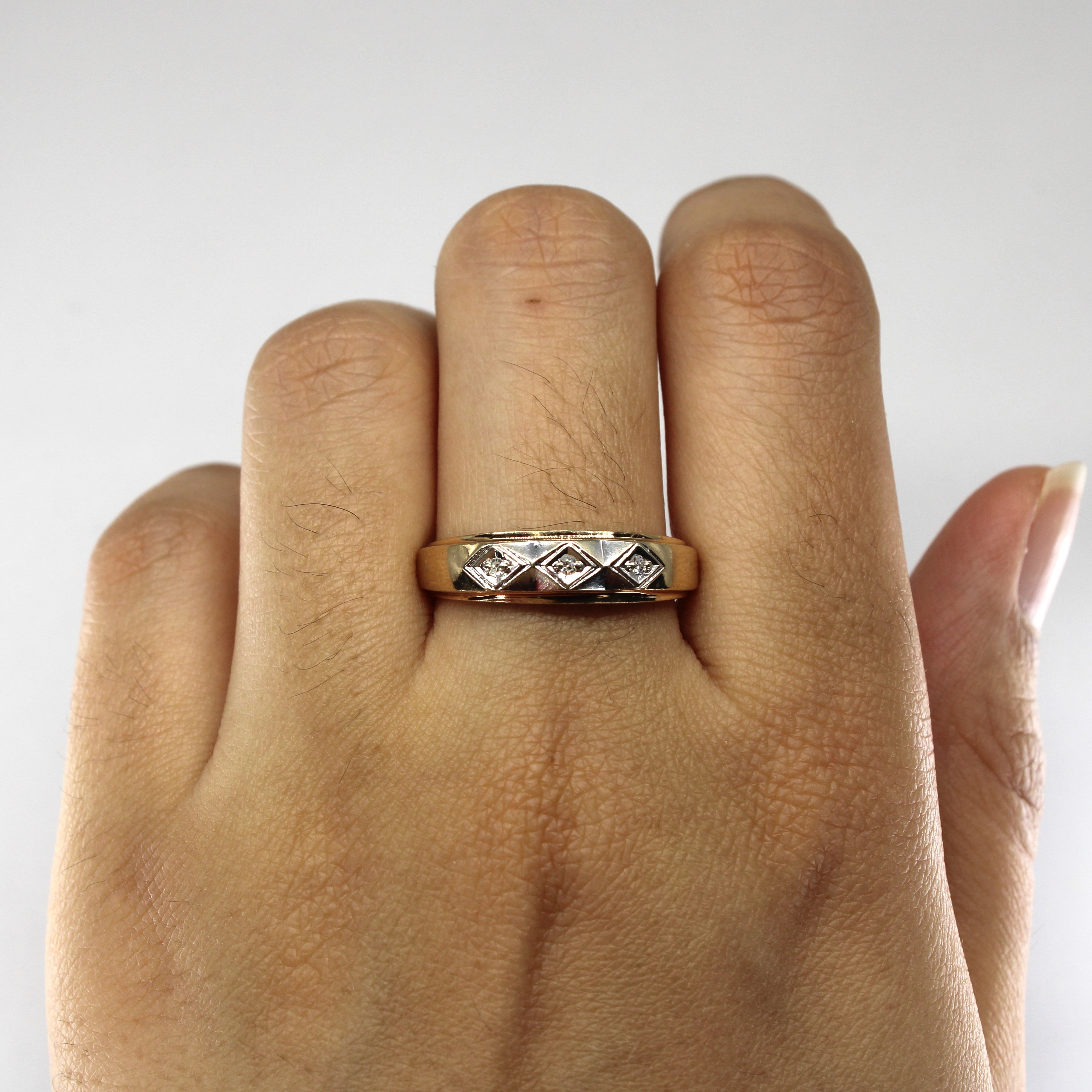 Three Stone Diamon Ring | 0.03ctw | SZ 9 |