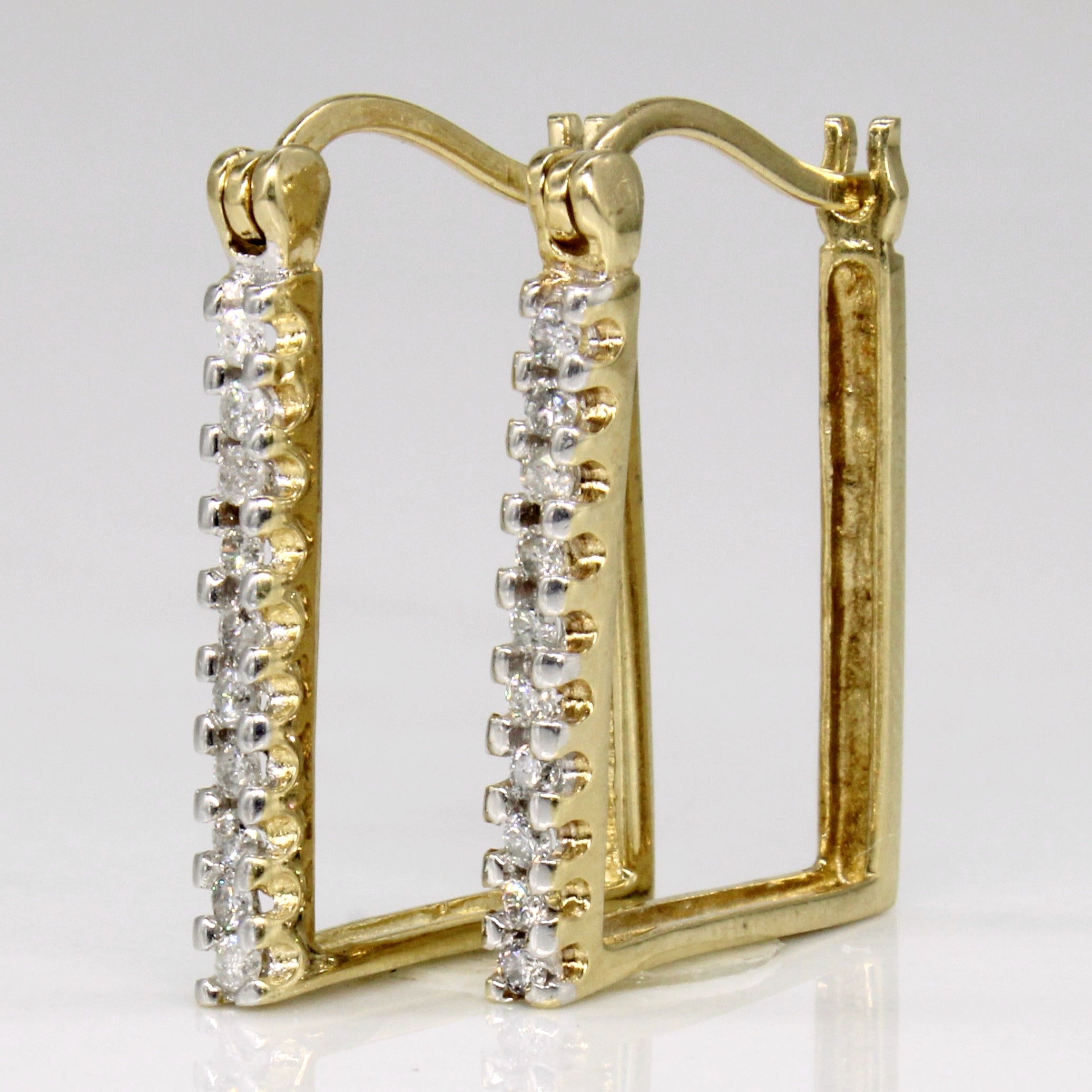 Rectangle Diamond Hoop Earrings | 0.20ctw |