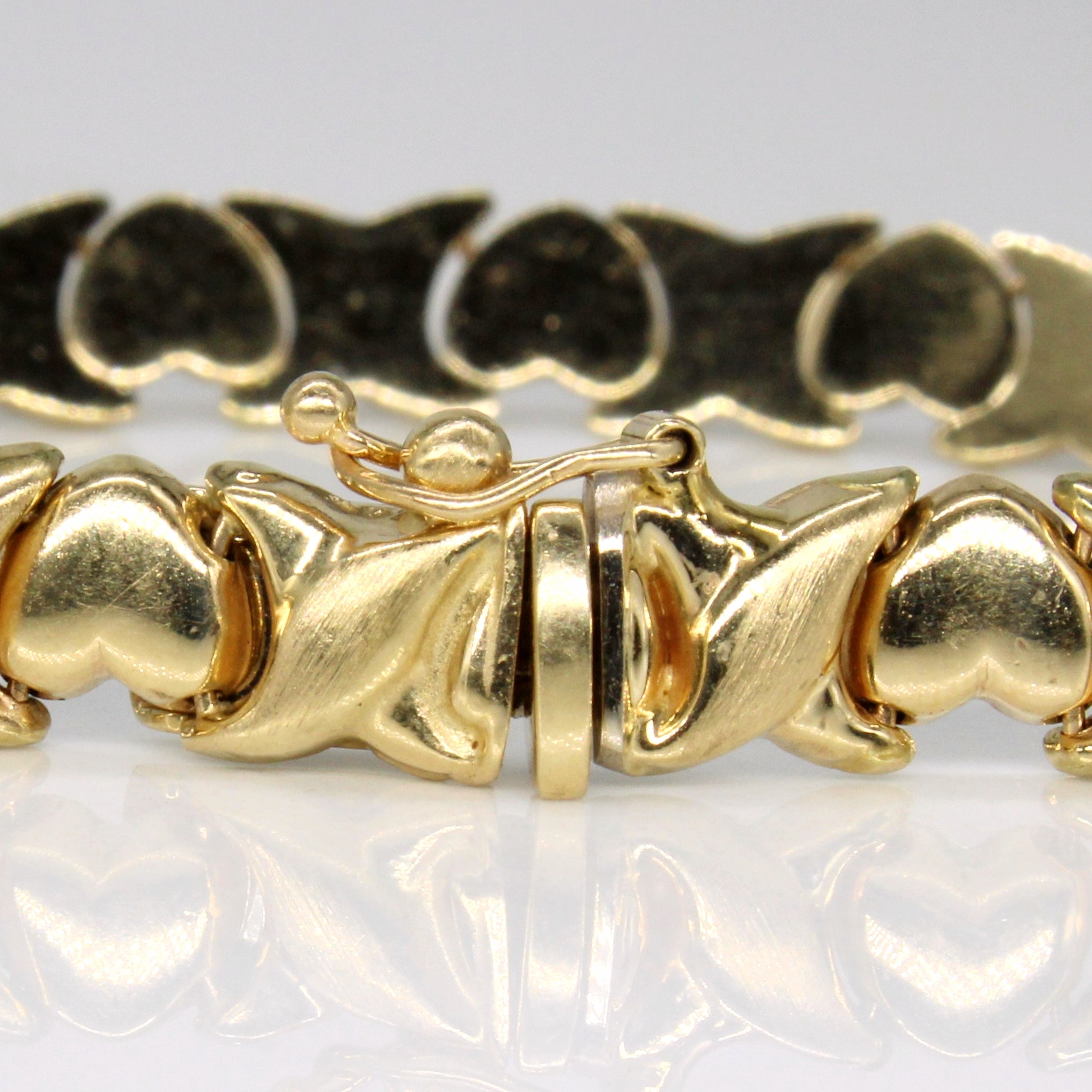 14k Yellow Gold Heart Link Bracelet | 7" |