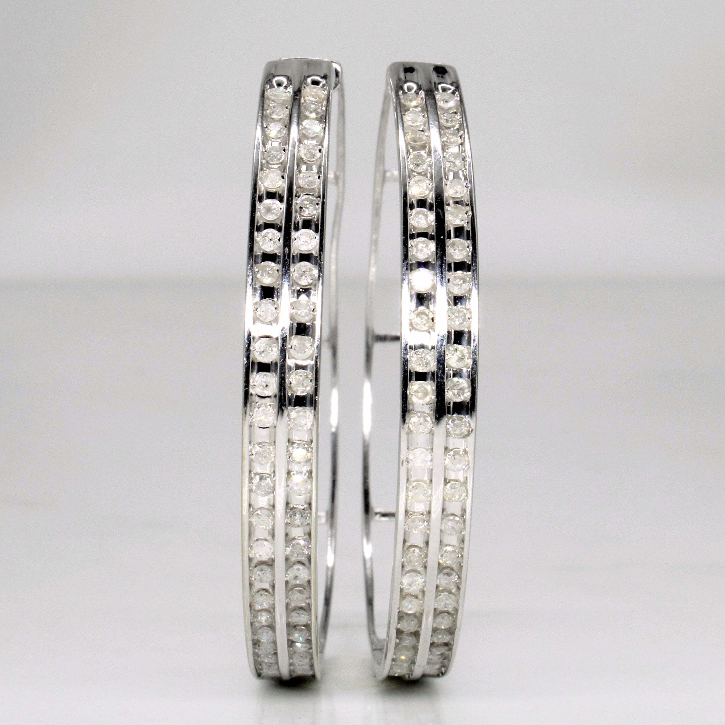 Large Diamond Hoop Earrings | 1.92ctw |