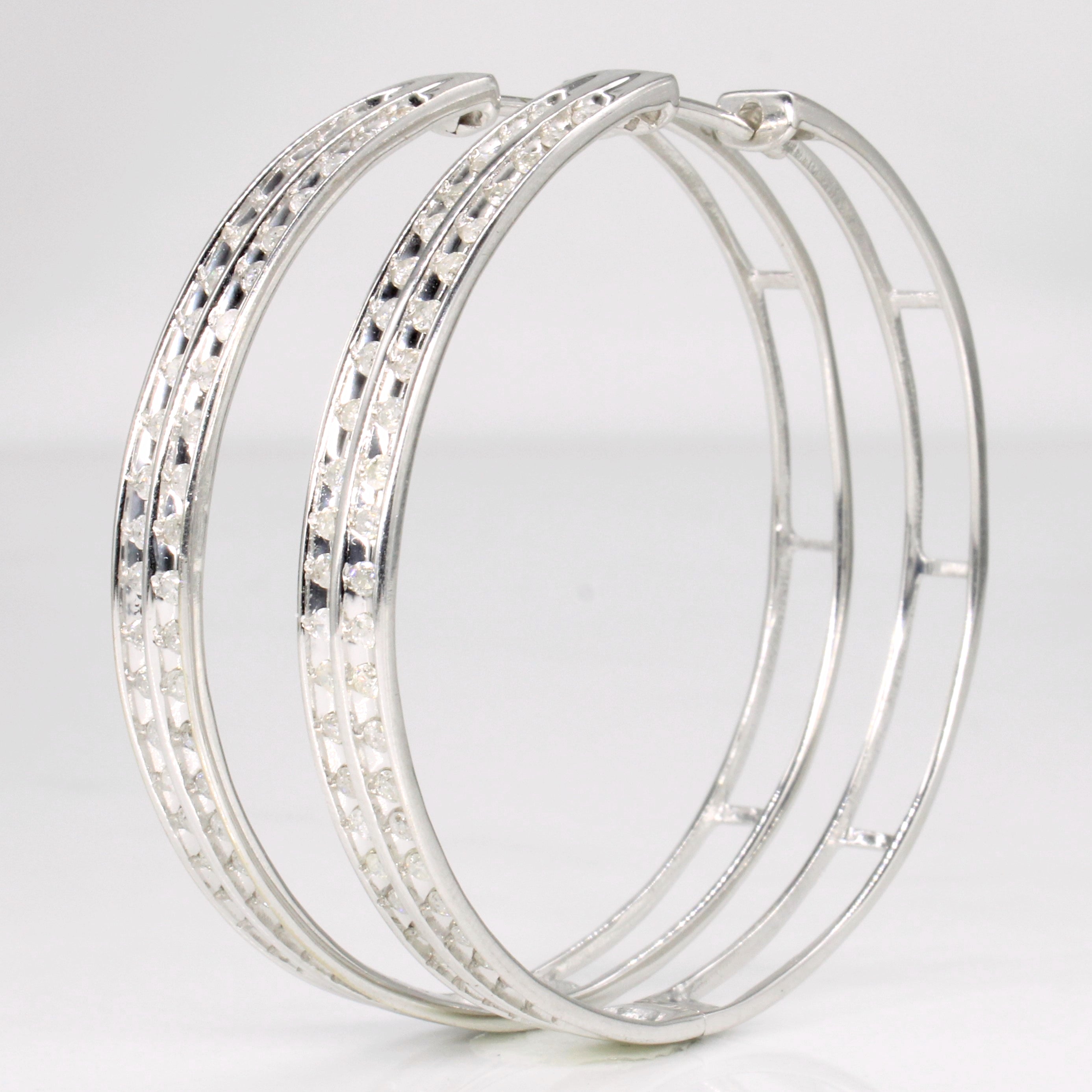 Large Diamond Hoop Earrings | 1.92ctw |