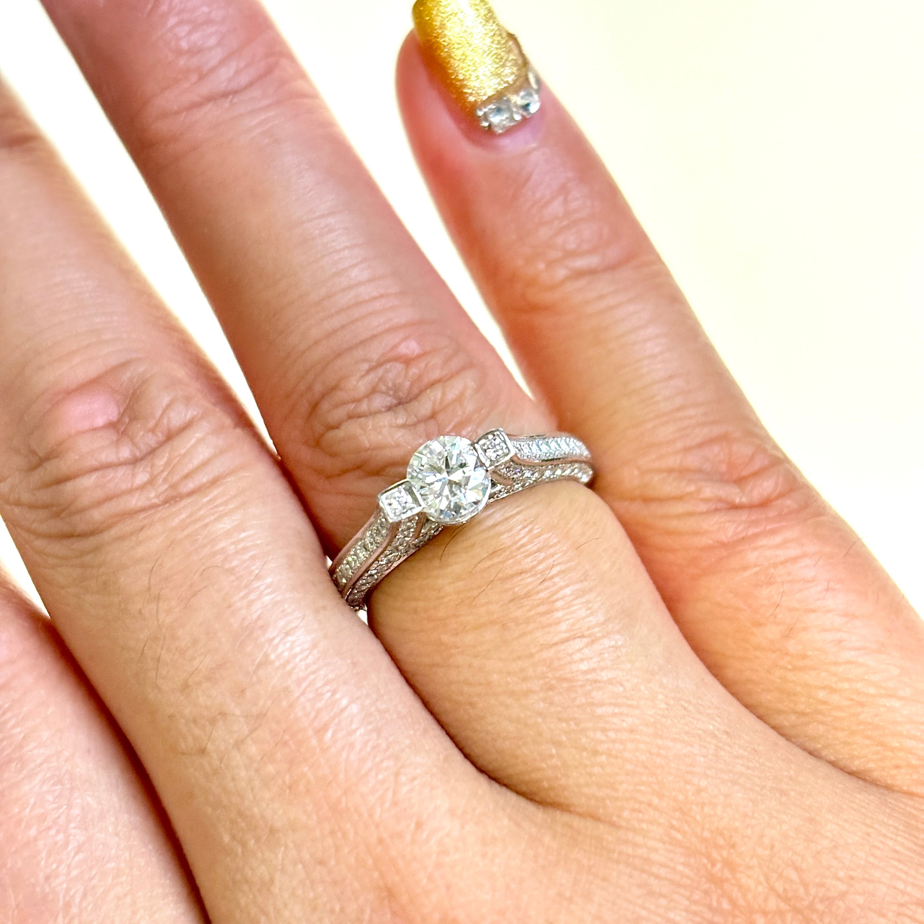 Platinum Diamond Engagement Ring | 0.98ctw | SZ 5.25