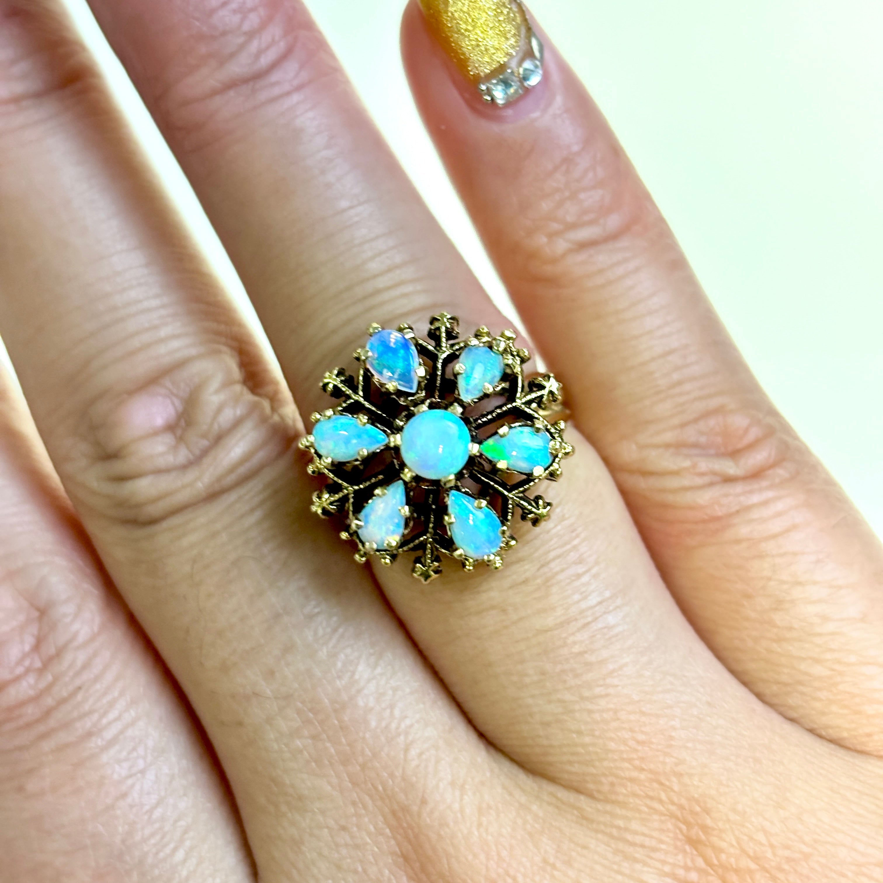 14k Yellow Gold Opal Cocktail Ring | 1.07ctw | SZ 5