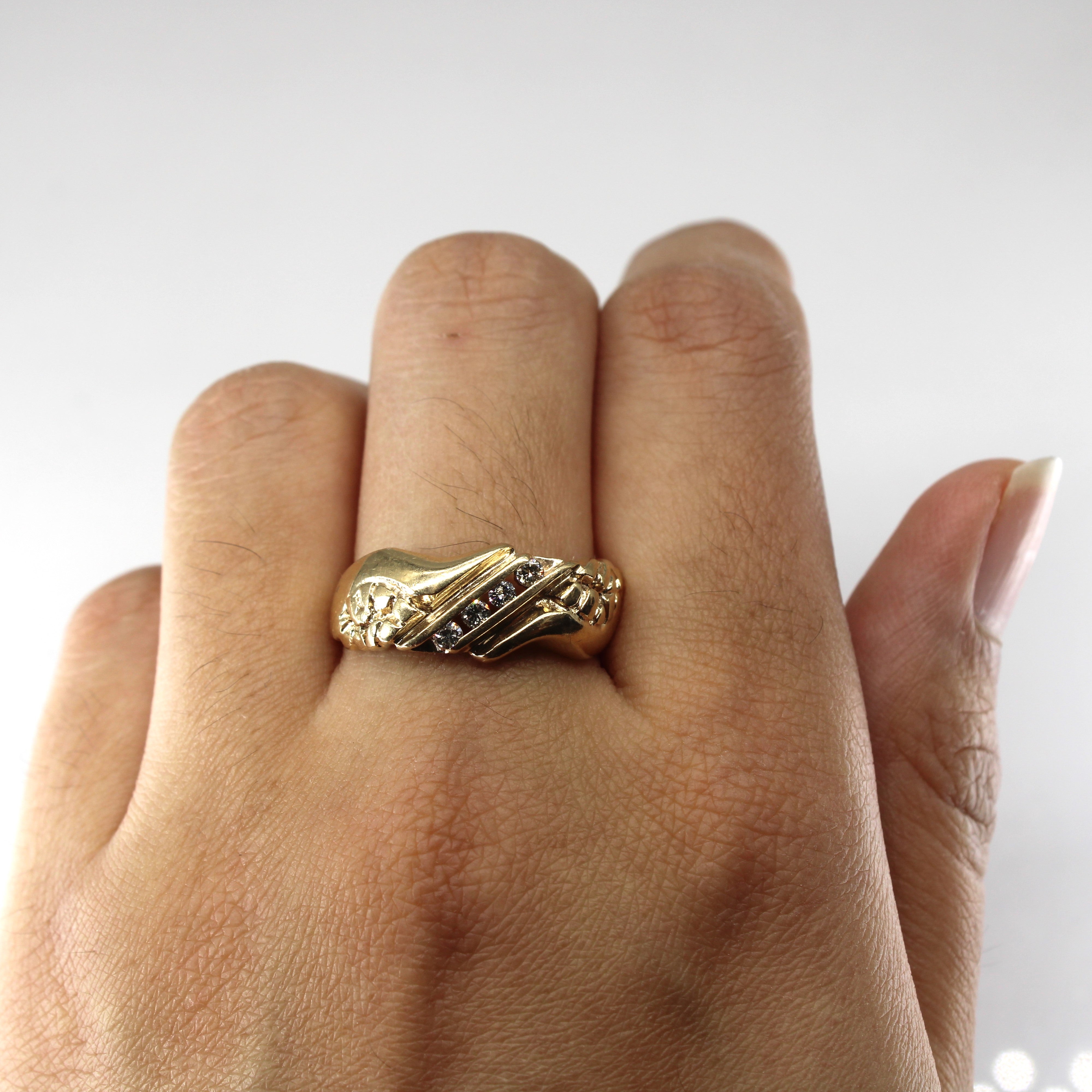 Channel Diamond Textured Ring | 0.14ctw | SZ 10 |