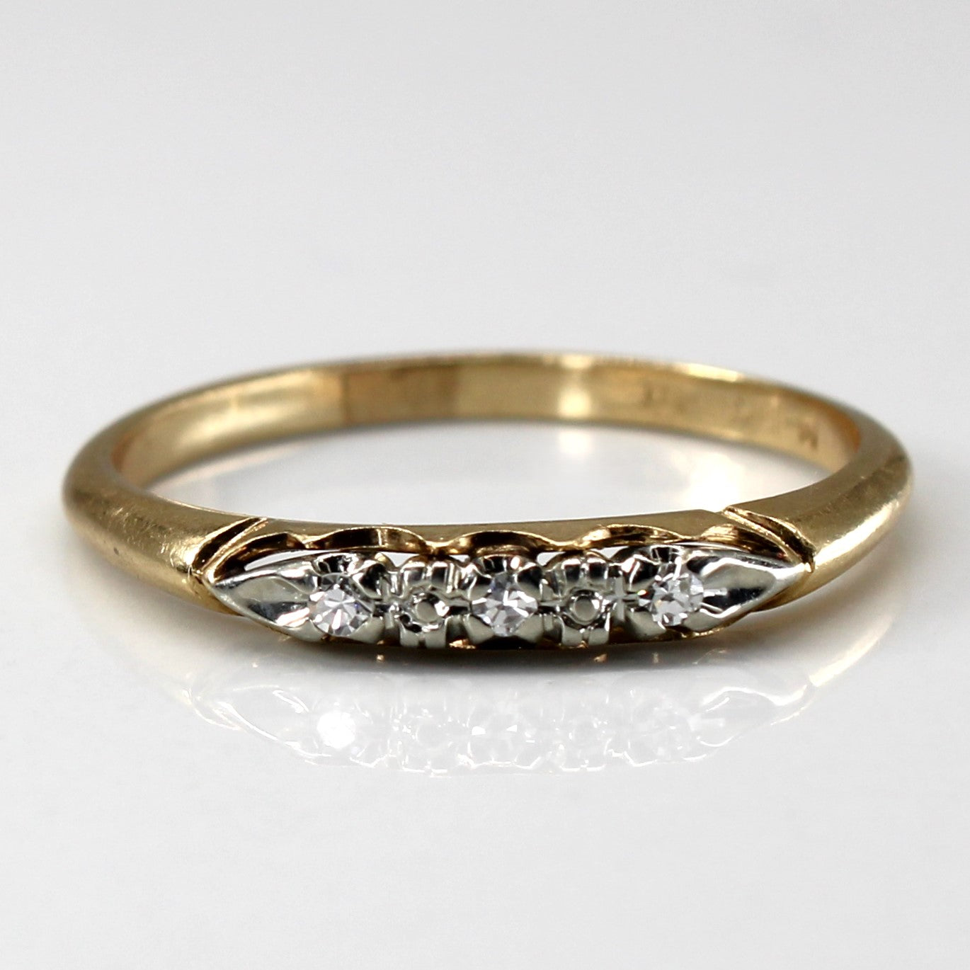Three Stone Diamond Vintage Ring | 0.06ctw | SZ 7.25 |