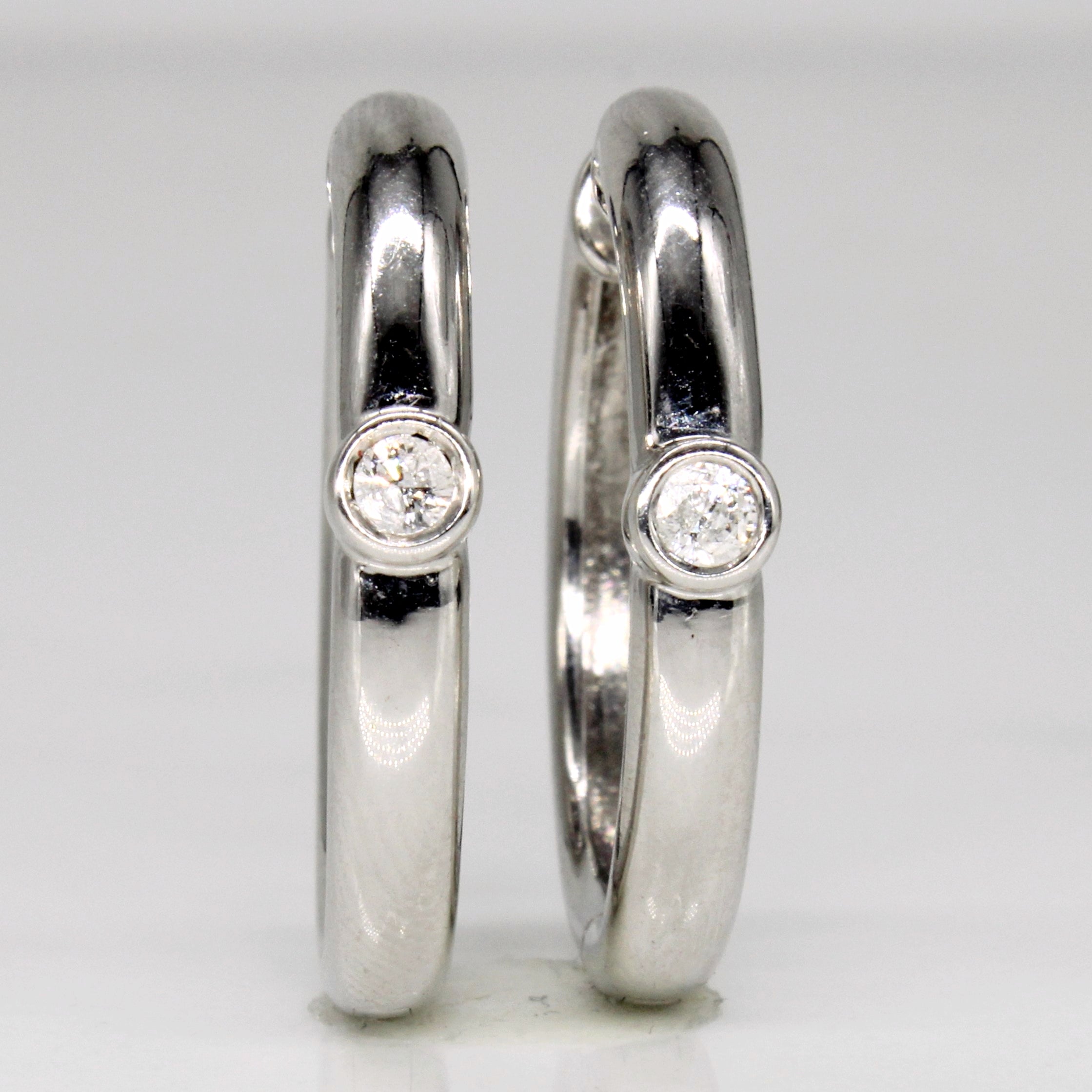 Bezel Set Diamond Hoop Earrings | 0.12ctw |