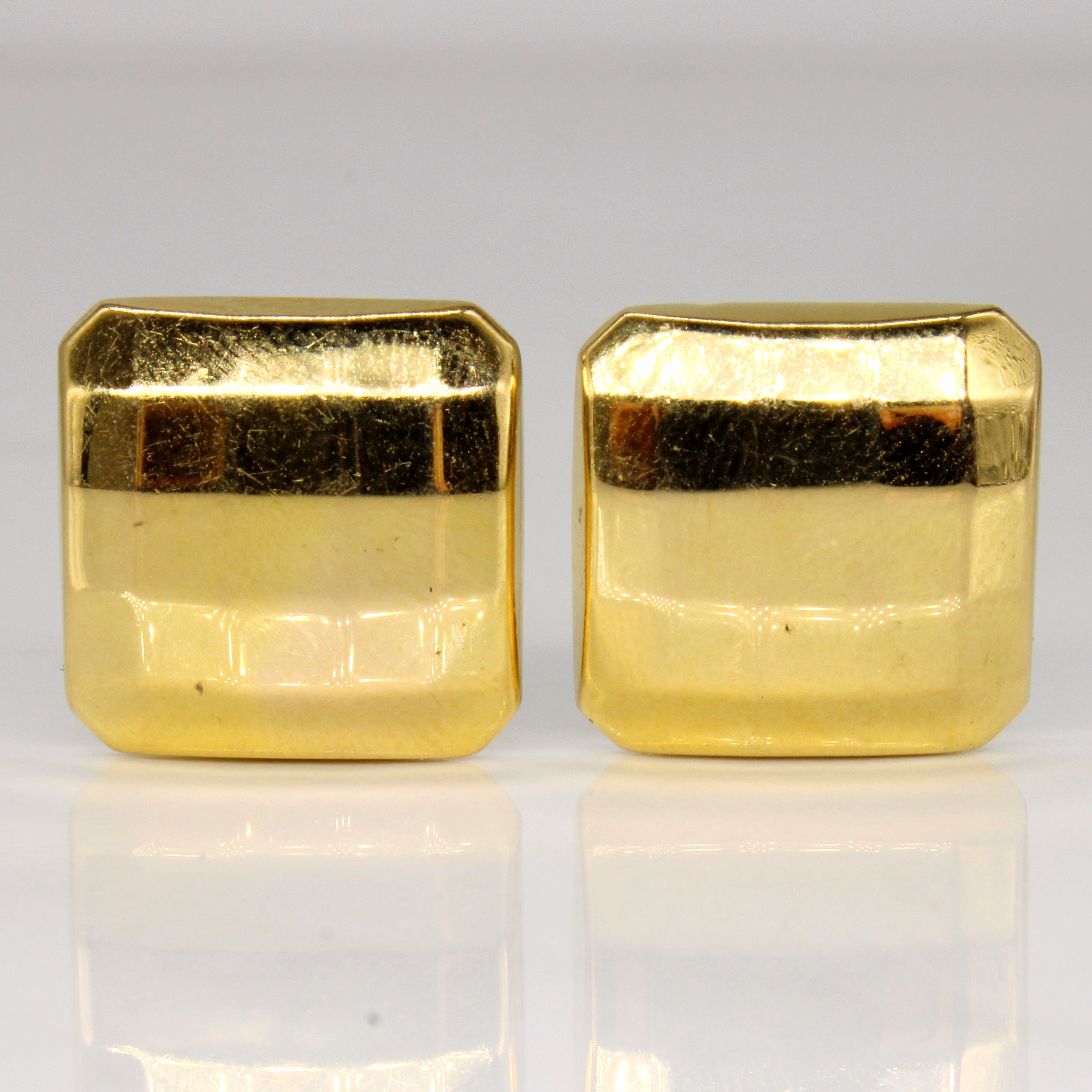 14k Yellow Gold Square Earrings
