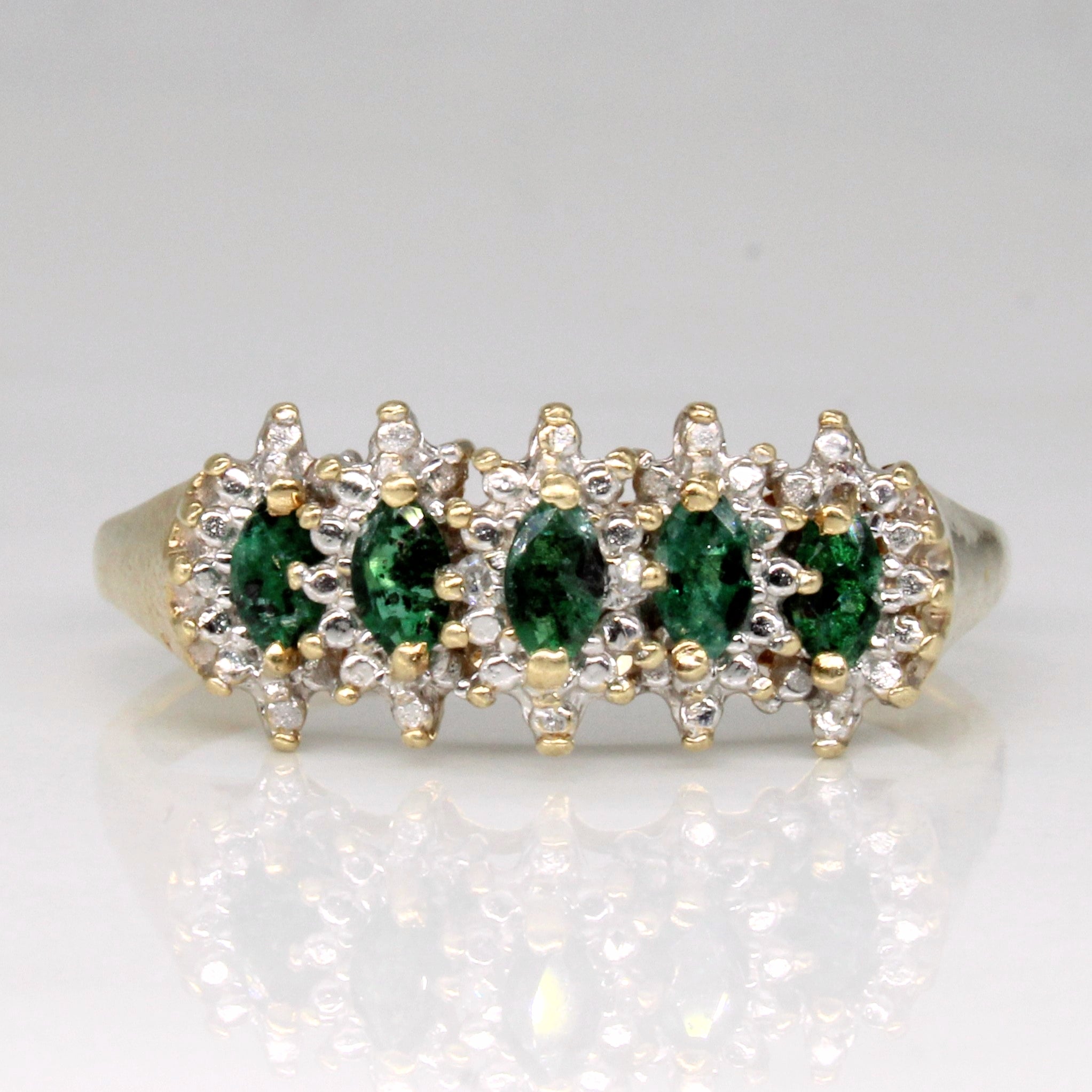 Emerald & Diamond Ring | 0.30ctw, 0.01ctw | SZ 10.5 |
