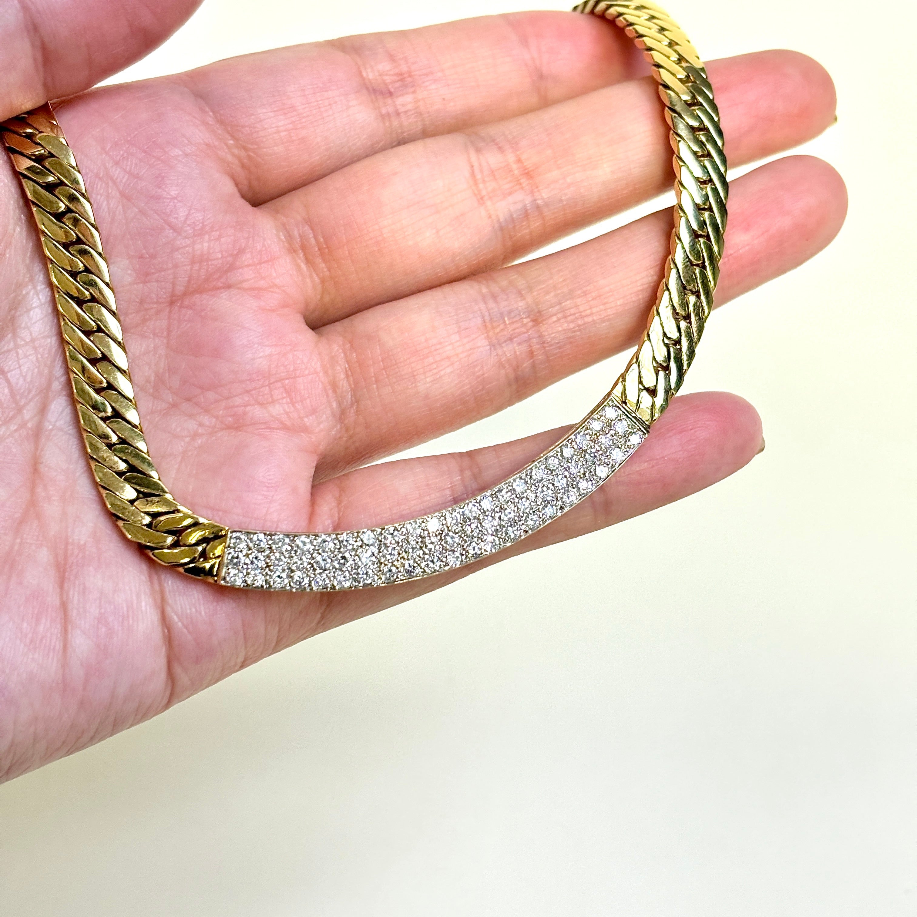 18k Yellow Gold Diamond Cuban Link Necklace | 1.89ctw | 16"