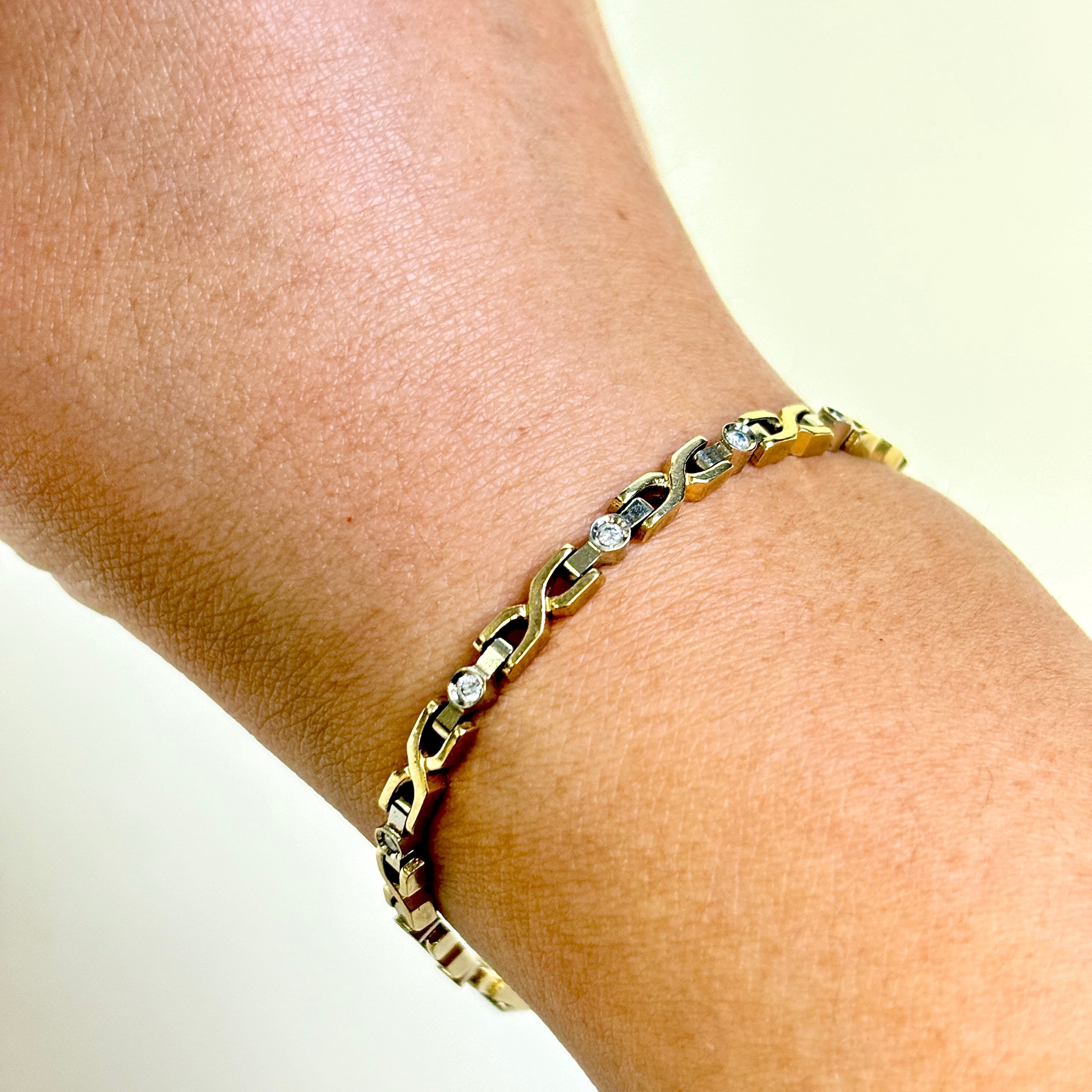 14k Two Tone Gold Diamond Bracelet | 0.29ctw | 7.25"-7.5"