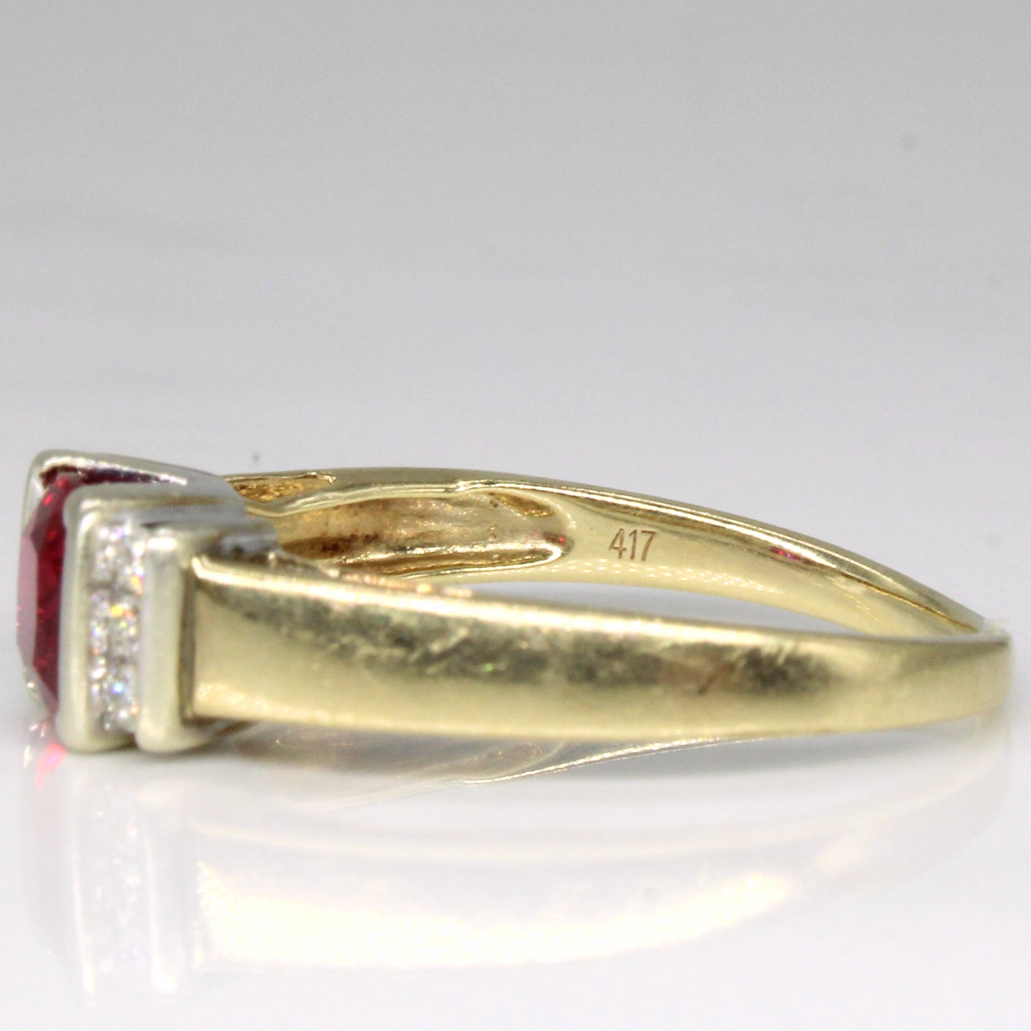 Synthetic Ruby & Natural Diamond Ring | 1.05ct, 0.09ctw | SZ 7.25 |
