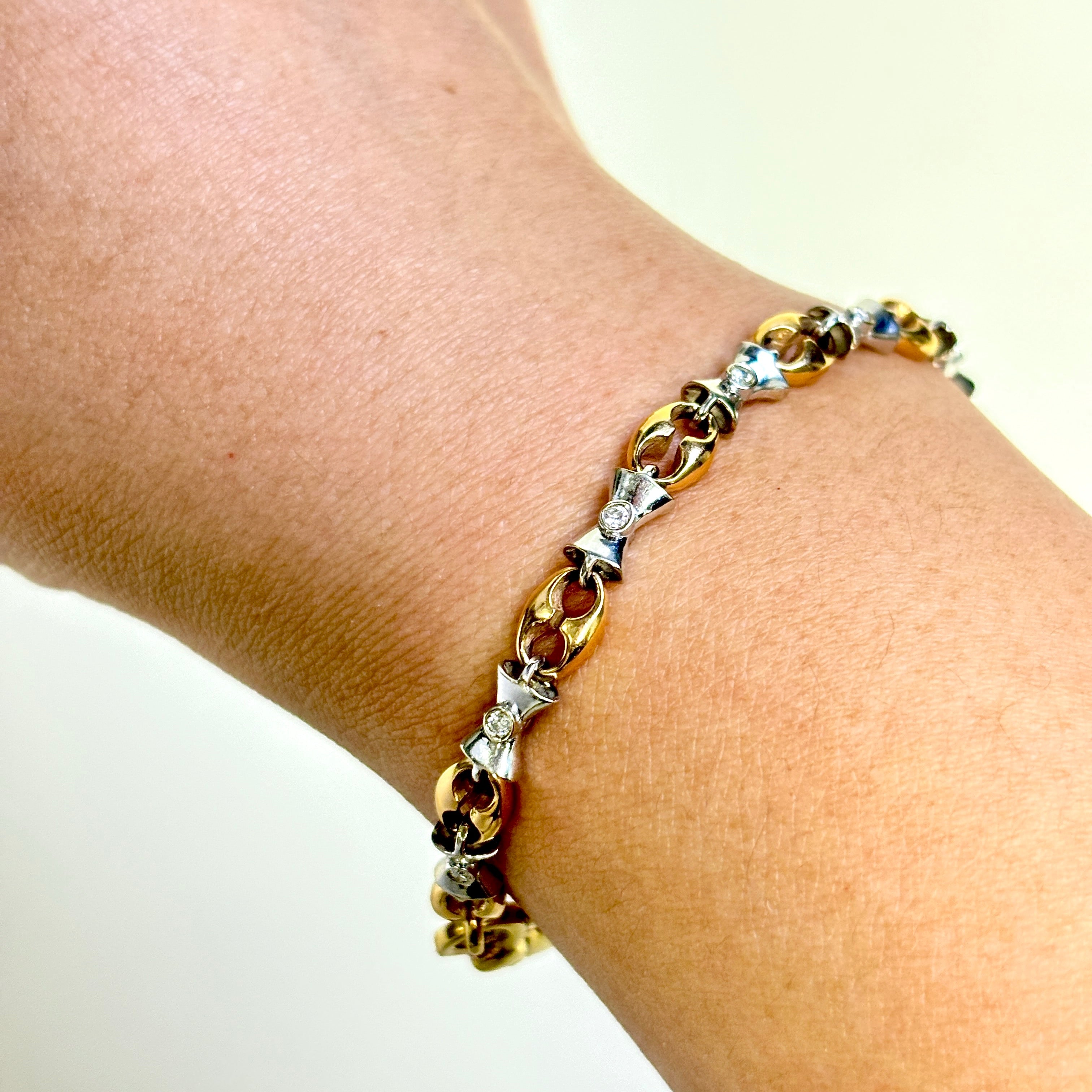 18k Two Tone Gold Diamond Bracelet | 0.34ctw | 7"