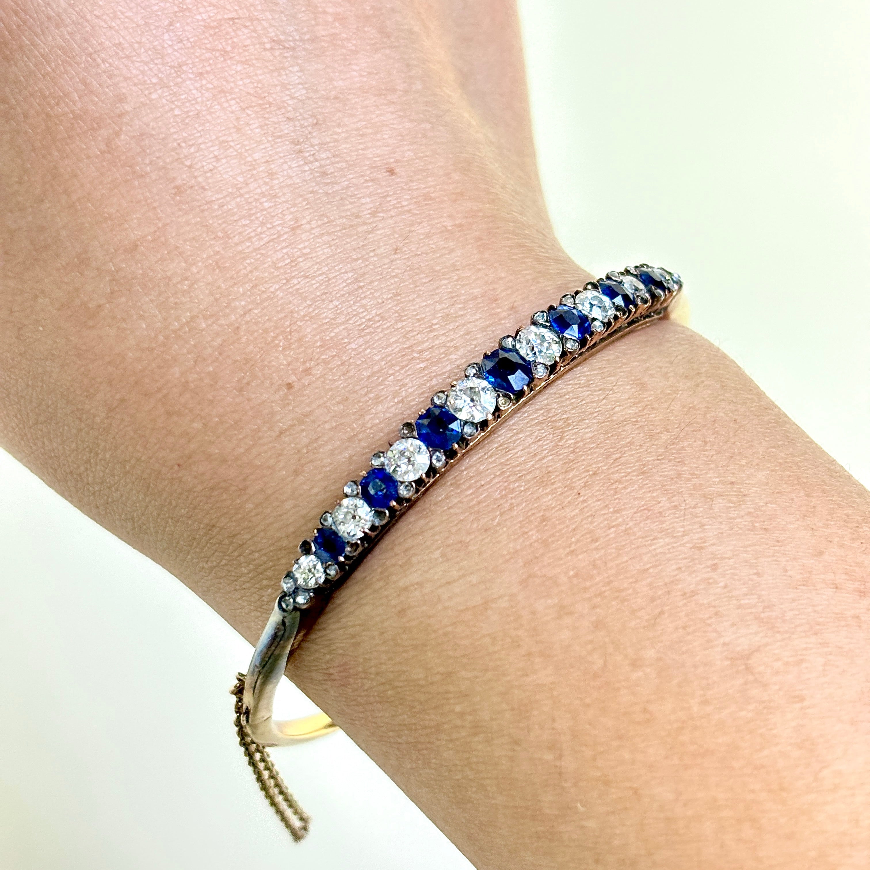 14k Yellow Gold Sapphire & Diamond Bracelet | 1.73ctw, 1.74ctw | 7"