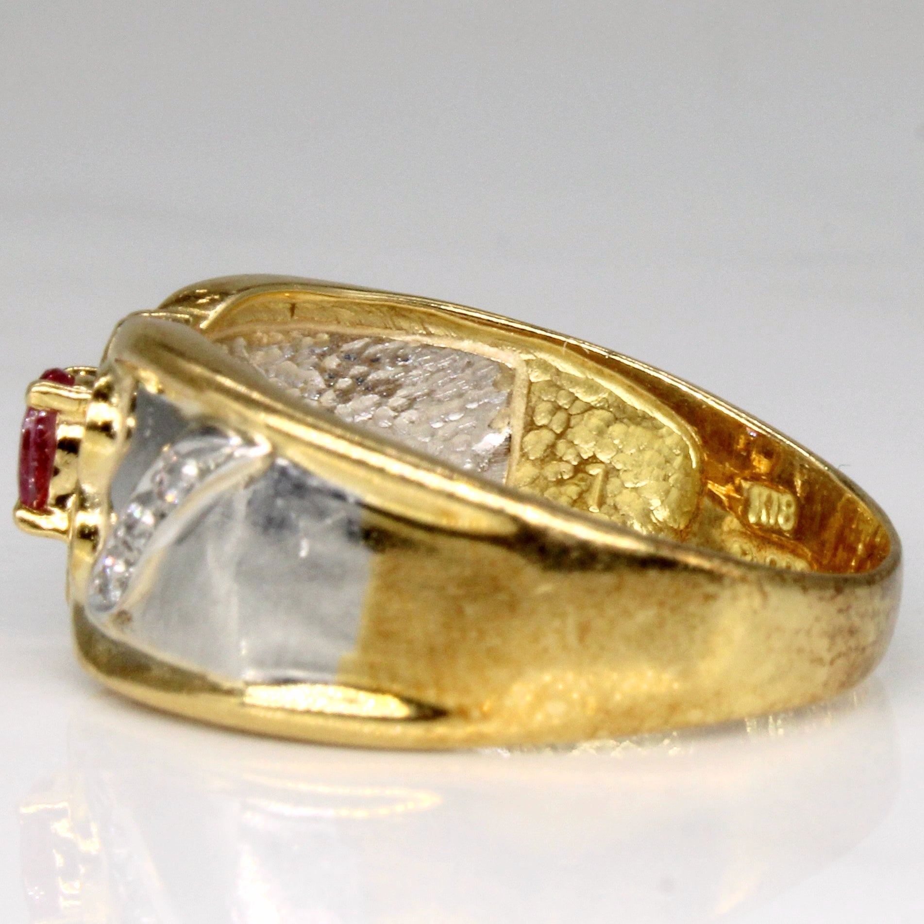 Synthetic Ruby & Diamond Cocktail Ring | 0.15ct, 0.05ctw | SZ 7.75 |