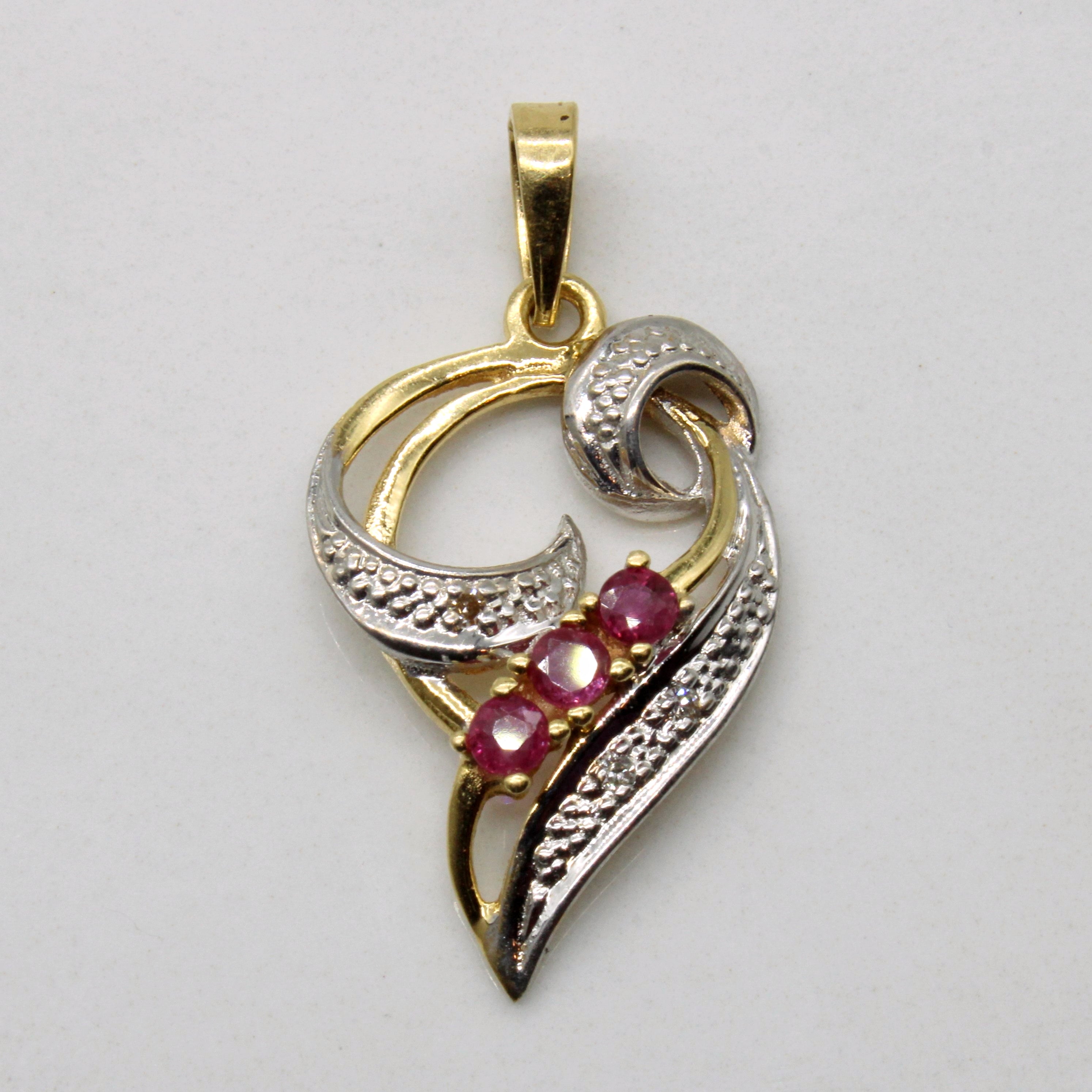 Ruby & Diamond Pendant | 0.18ctw, 0.02ctw |